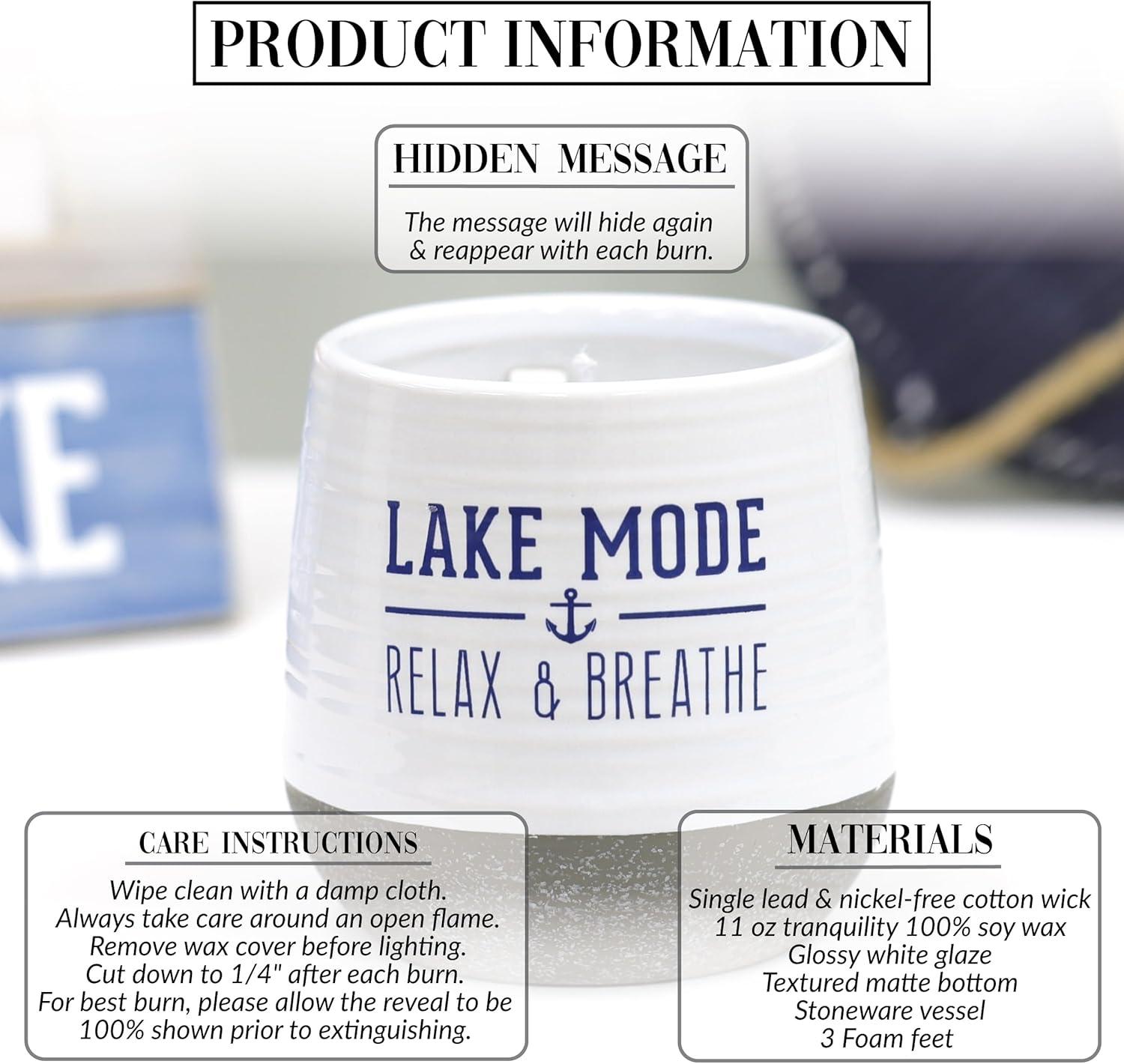 Pavilion - Lake Mode - 11 oz Wax Reveal Secret Surprise Message Single-Wick Jasmine Scented Candle Lake Boat Lover Friend Gift Cottage Water Front Housewarming Present