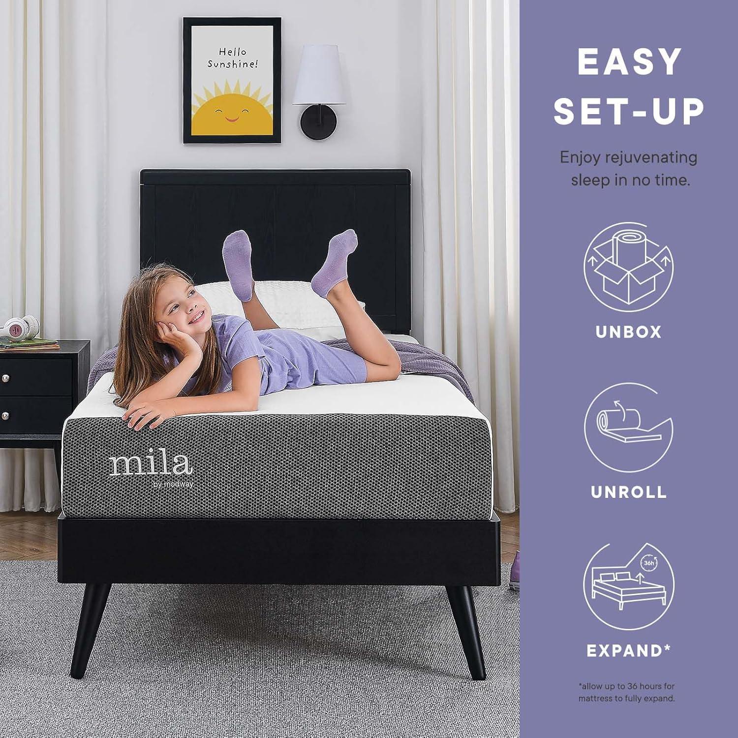 Mila 6" Gray Memory Foam Twin Mattress