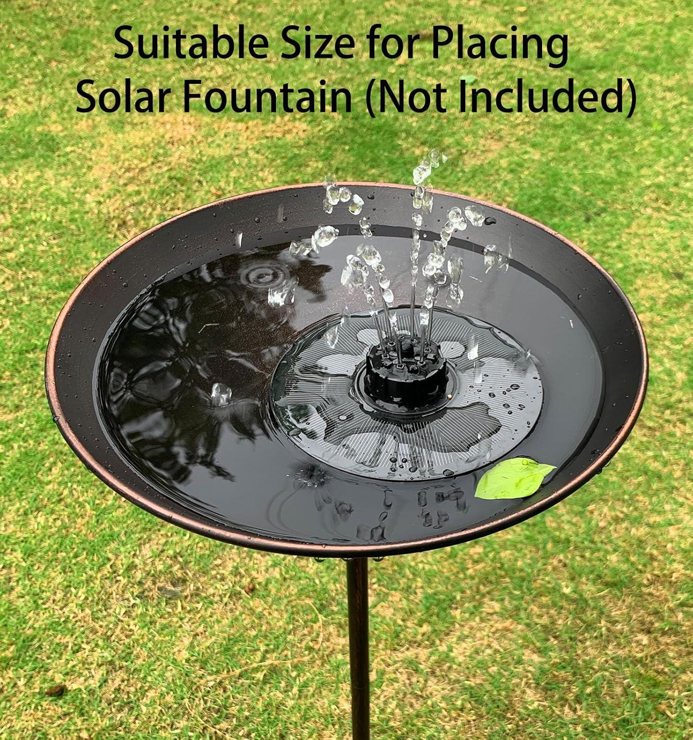 Emilios 29 ‘H Vintage Metal Bird Bath with 4 Prongs Base Stake Free Standing Birdbath and Bird Feeder