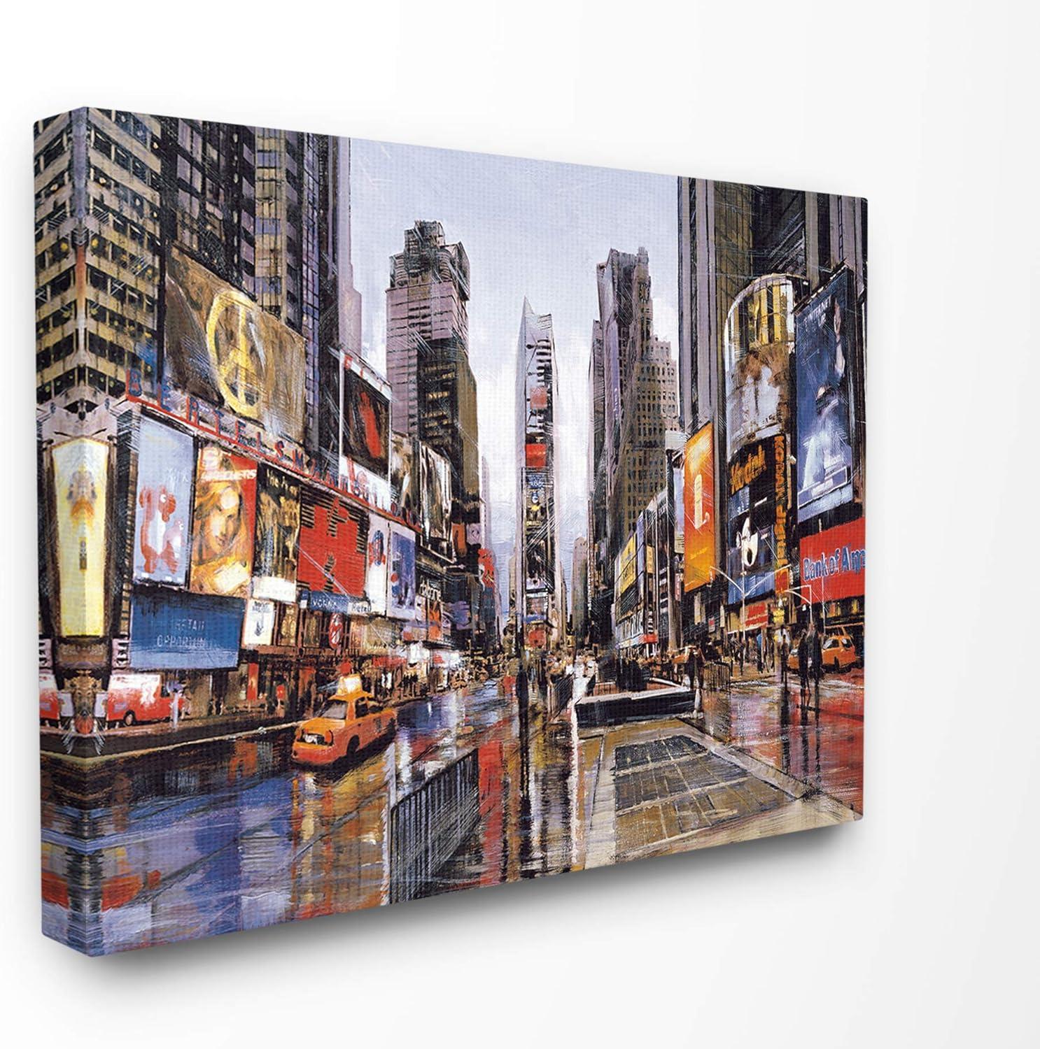 Times Square Rainy Day Vintage Canvas Wall Art, 16 x 20