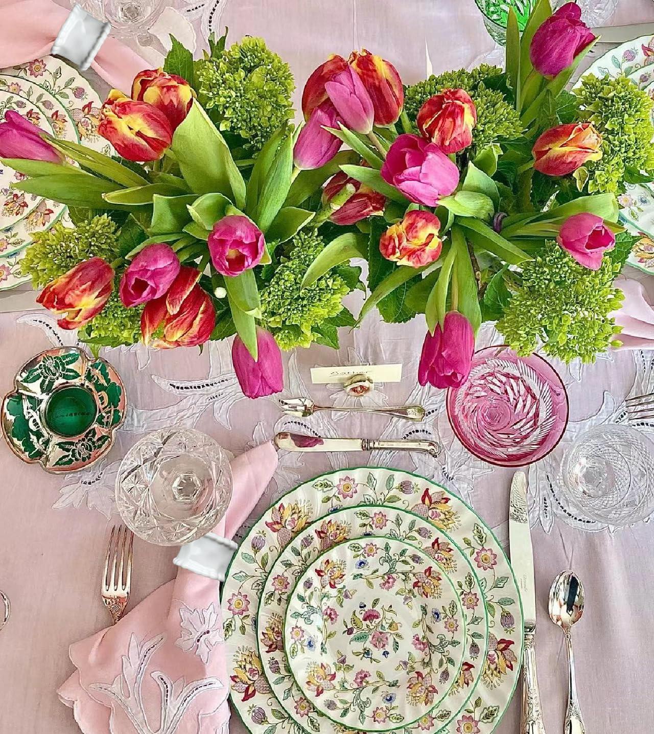 Porcelain Napkin Rings Beaded Napkin Rings, Pack 4 Bead Side Serviette Ring Buckles Round Delicate Solid Cloth Napkin Bands for Dinner Parties, Wedding, Thanksgiving, Christmas Holiday