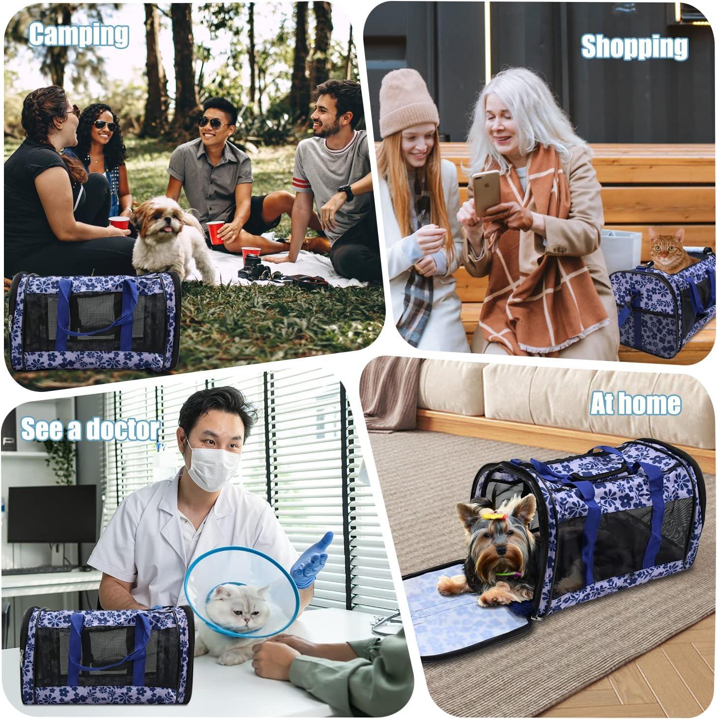 Blue Floral Soft-Sided Airline Approved Pet Carrier