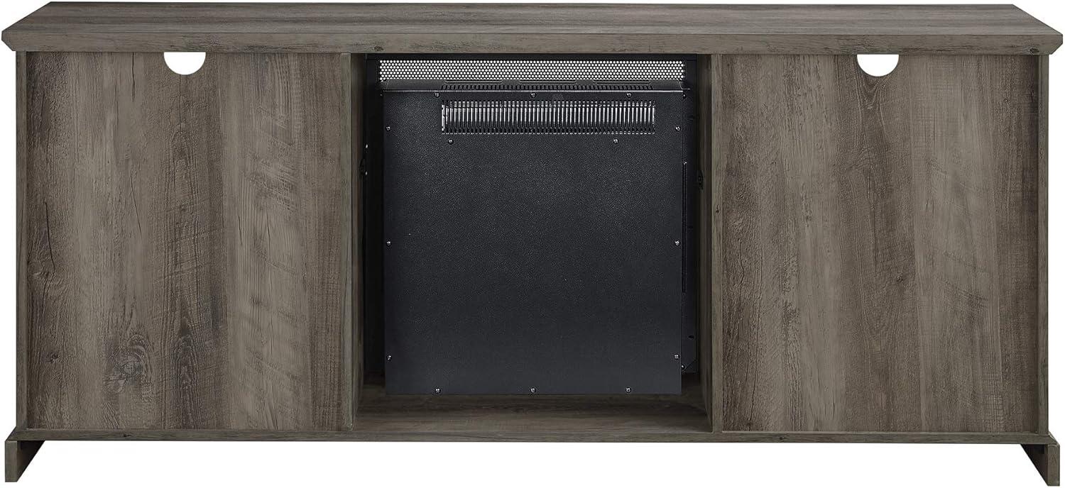 Abigail 60" 2-Door LED Electric Fireplace Insert Console in Gray Wash