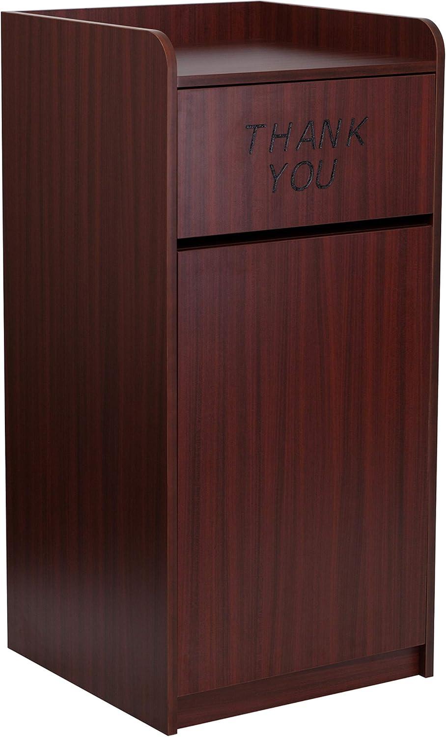 Emma and Oliver Wood Tray Top "Thank You" Restaurant Food Court Receptacle