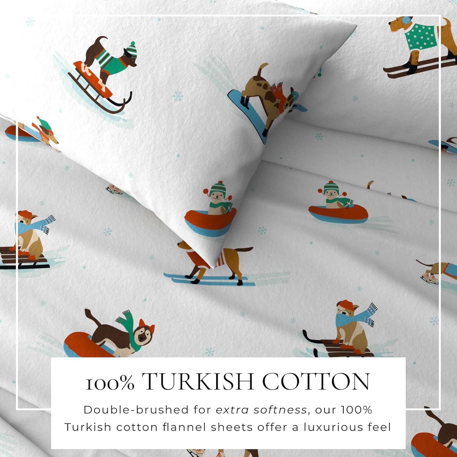 FreshFolds 100% Turkish Cotton Holiday Printed Flannel Sheet Set