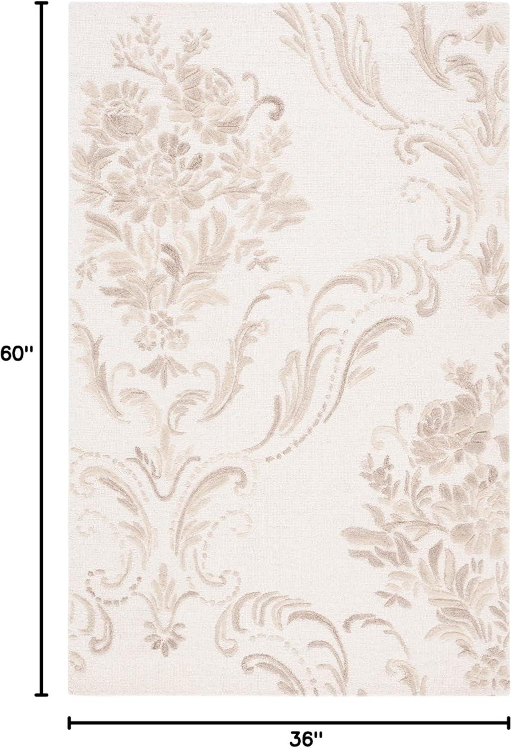 SAFAVIEH Jardin Salome Leaves Area Rug, Ivory/Beige, 3' x 5'