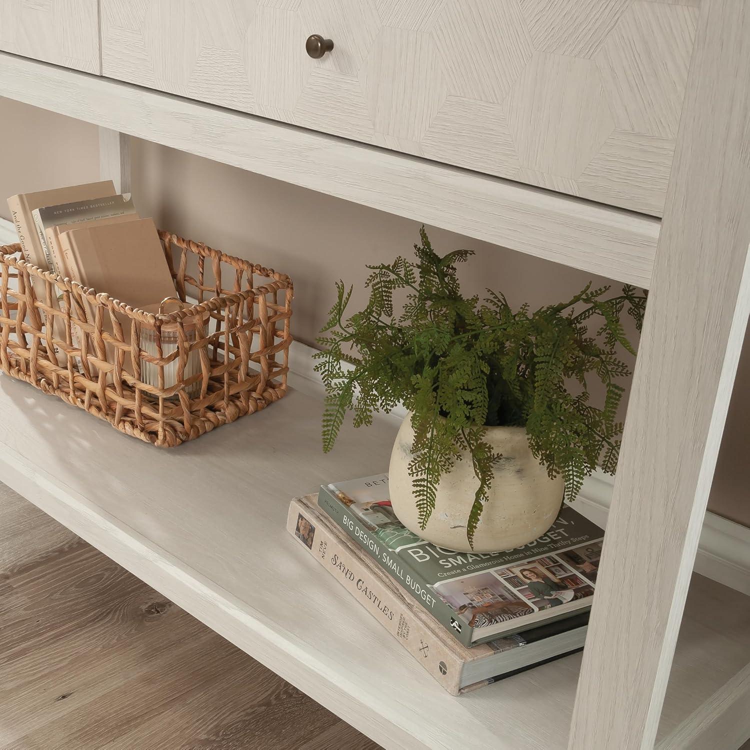 Glacier Oak Console Table with Drawers and Shelf