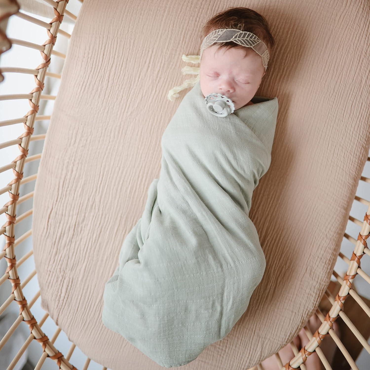 Mushie Extra Soft Muslin Bassinet Crib Sheet - Blush
