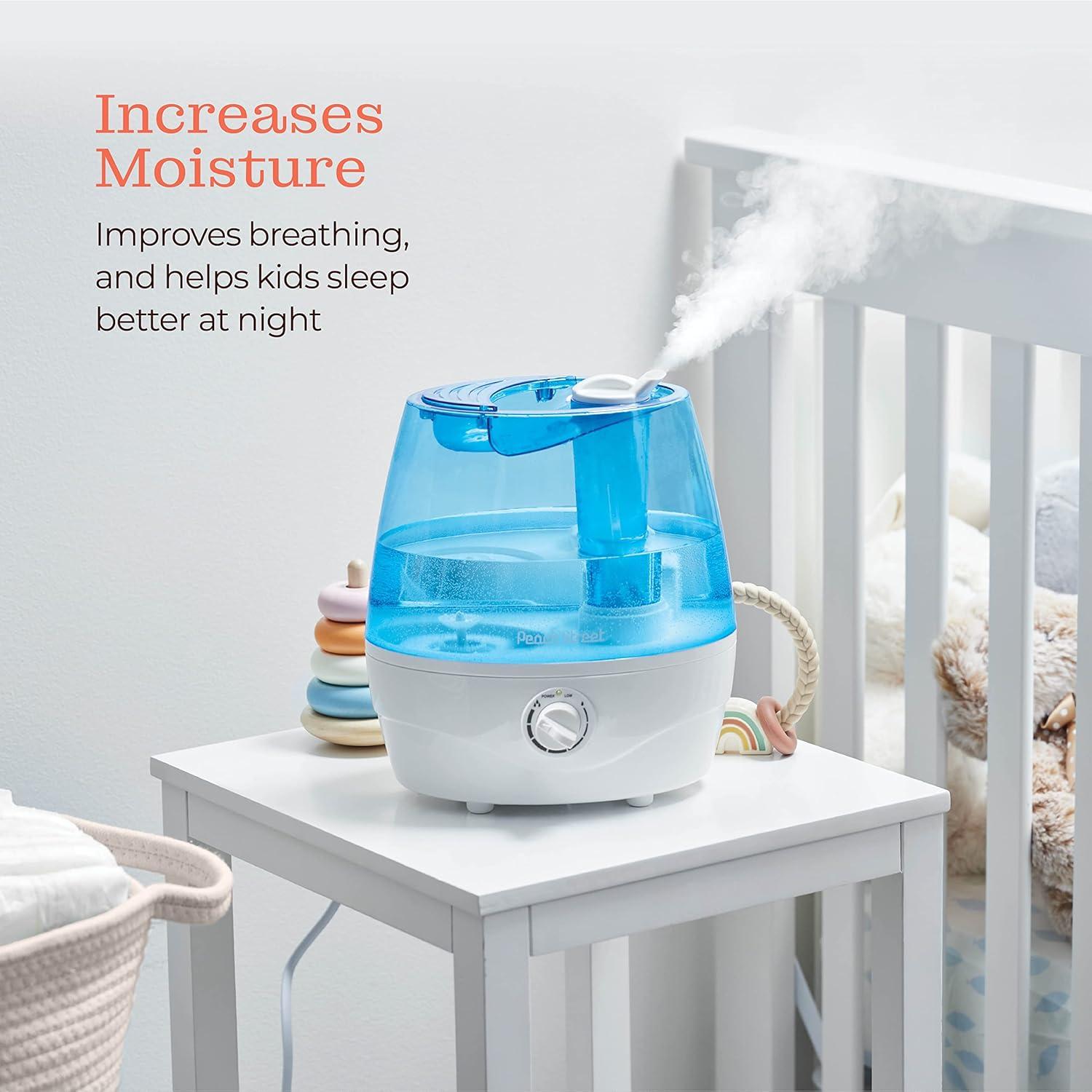 Blue and White 2.2L Cool Mist Humidifier with Adjustable Levels