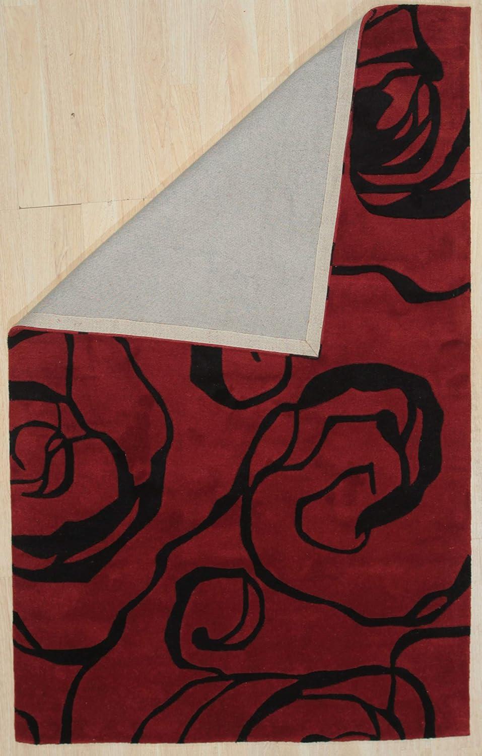 Plush Red Wool 5' x 8' Hand-Tufted Rectangular Area Rug