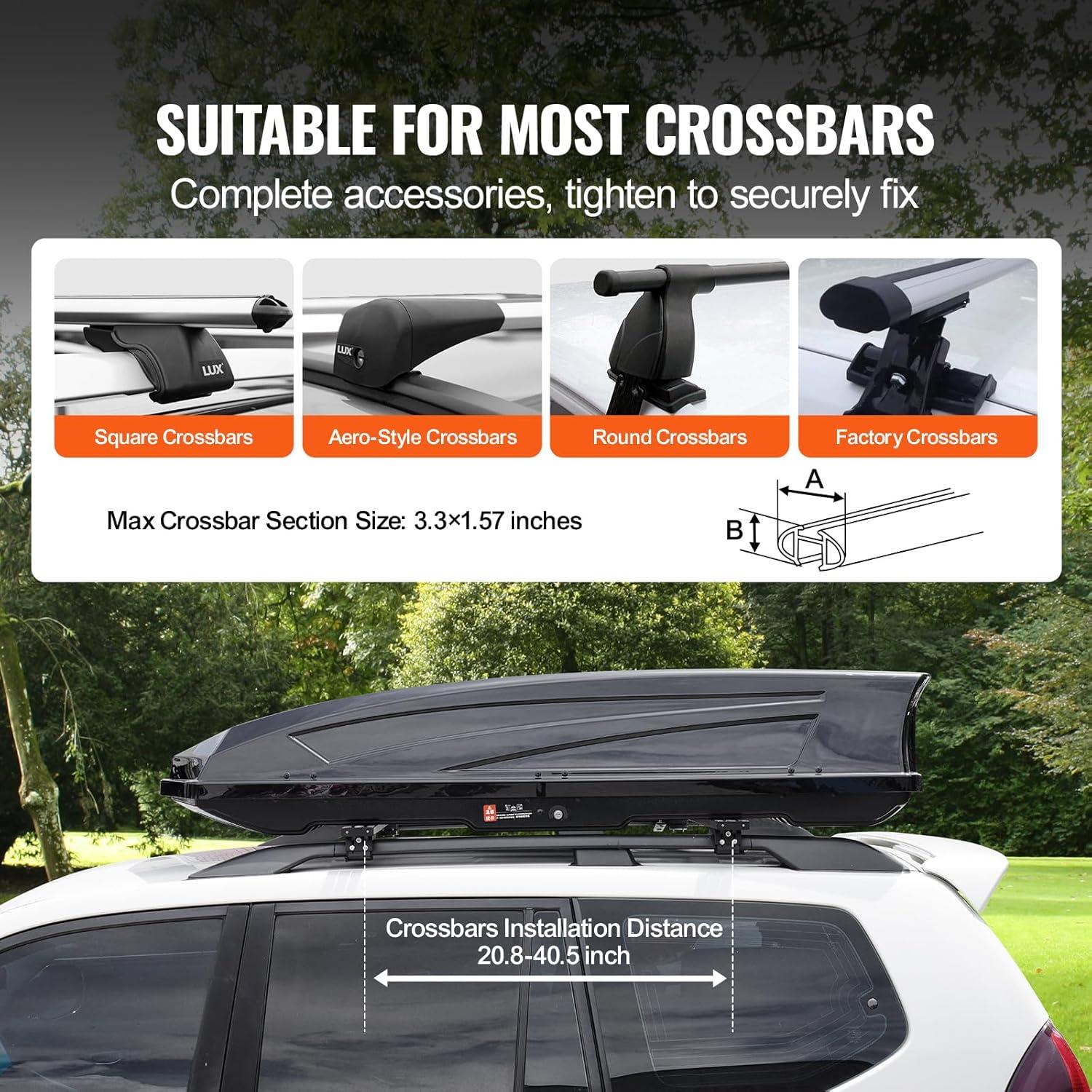 Black ABS Dual-Sided 22 Cubic Feet Rooftop Cargo Carrier