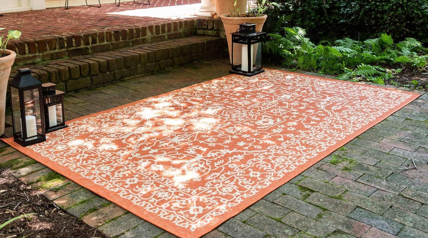 Terracotta Easy-Care Synthetic 4' x 6' Outdoor Rectangular Rug