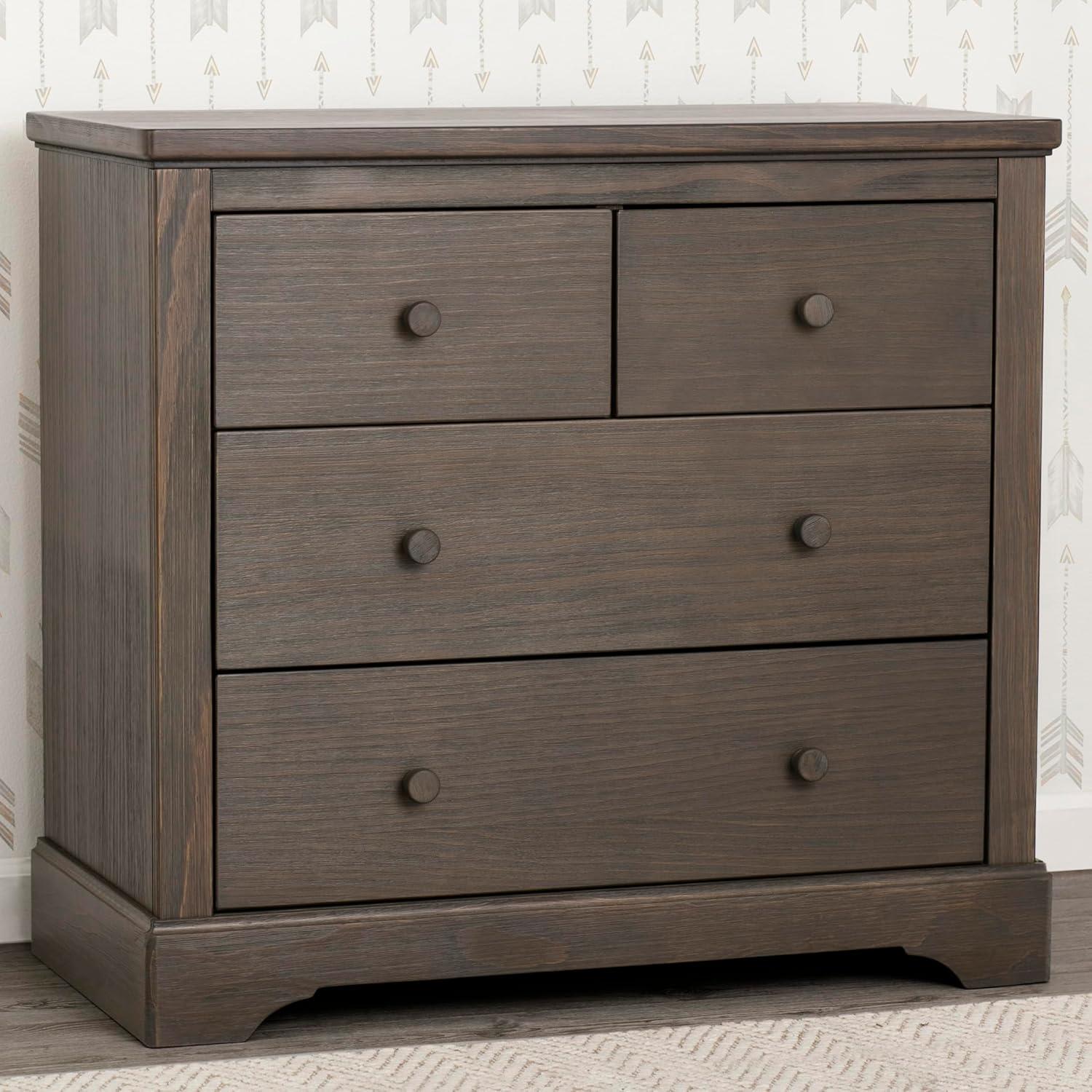 Simmons Kids' Paloma 4 Drawer Dresser with Changing Top and Interlocking Drawers - Rustic Gray