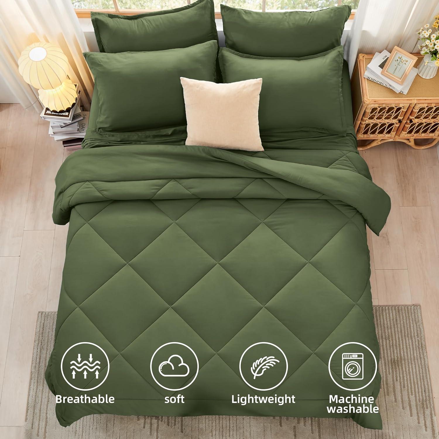 Comforter Set Olive Green - 7 Piece - King