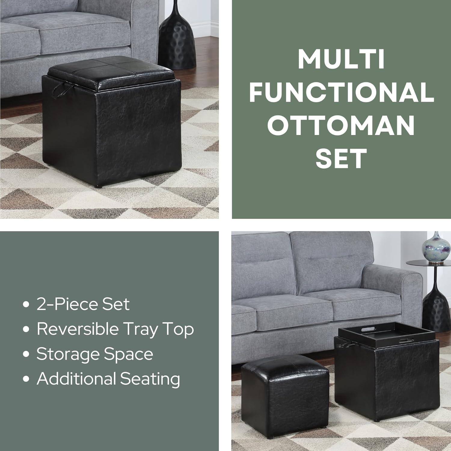 Convenience Concepts Designs4Comfort Park Avenue Single Ottoman with Stool , Multiple Finishes