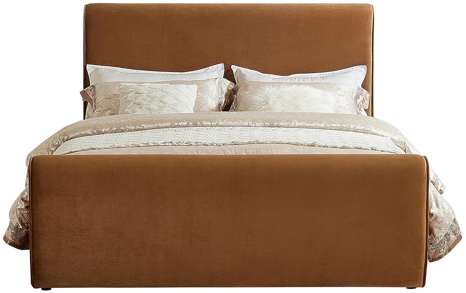 Meridian Furniture Sloan Saddle Velvet Queen Bed