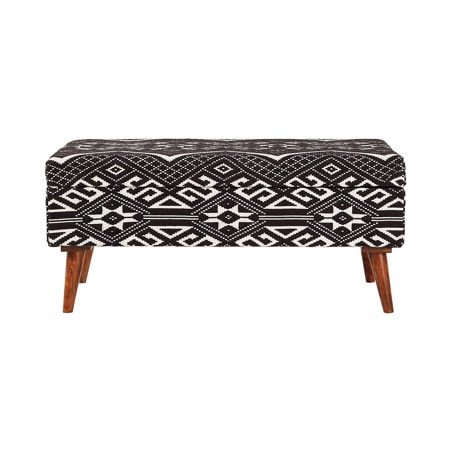 Coaster Mid-Century Cotton Upholstered Storage Bench in Black