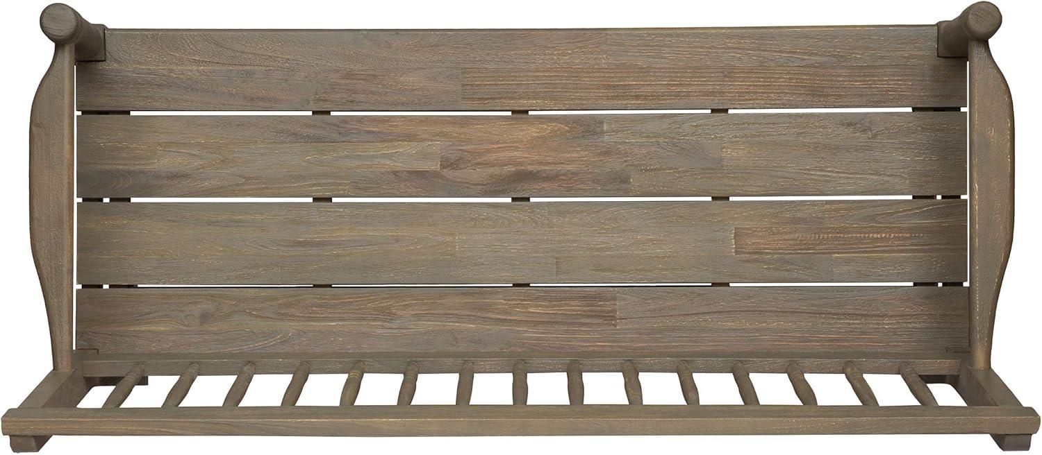 Eddie Rustic Acacia Wood Bench with Shelf, Gray