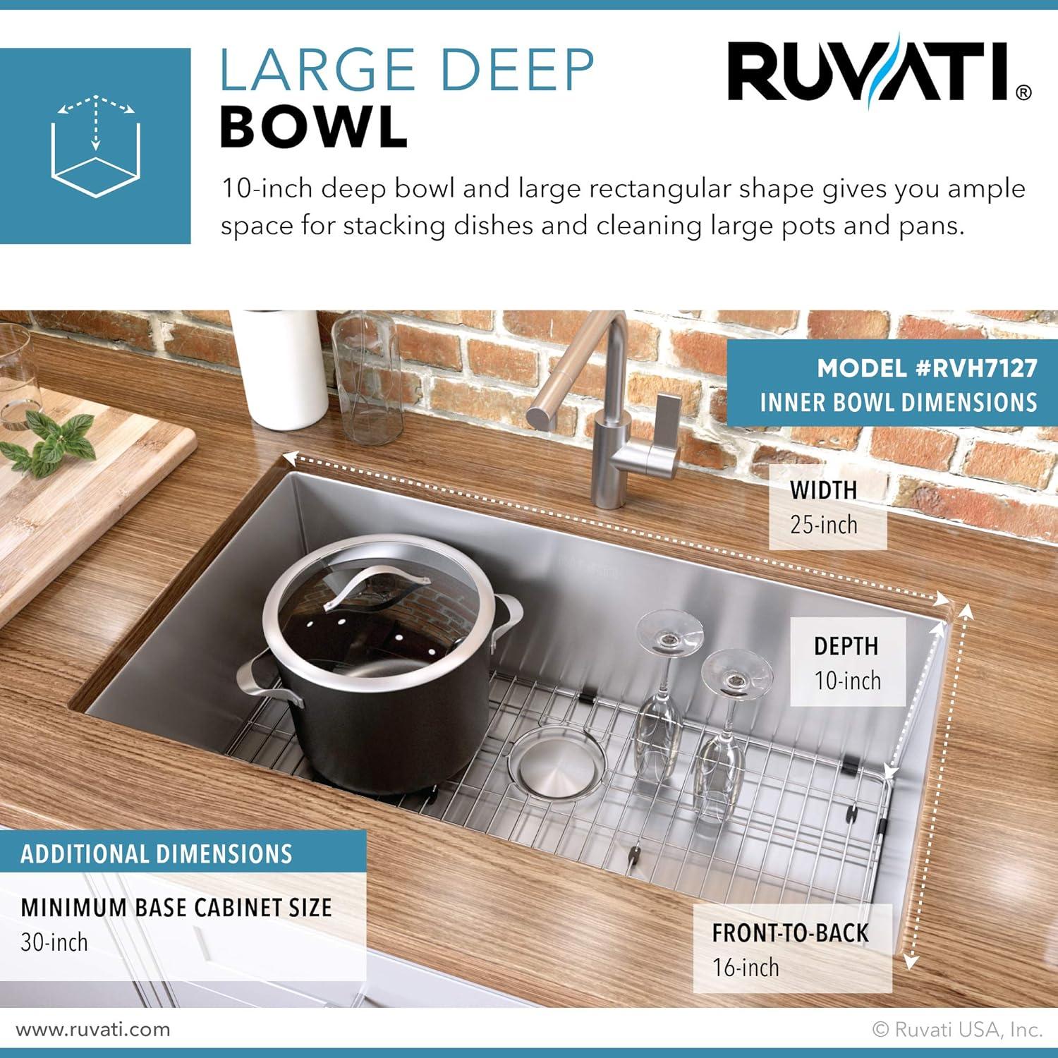 Ruvati Bar Prep Sink Narrow Trough Undermount 16 Gauge Stainless Steel Single Bowl