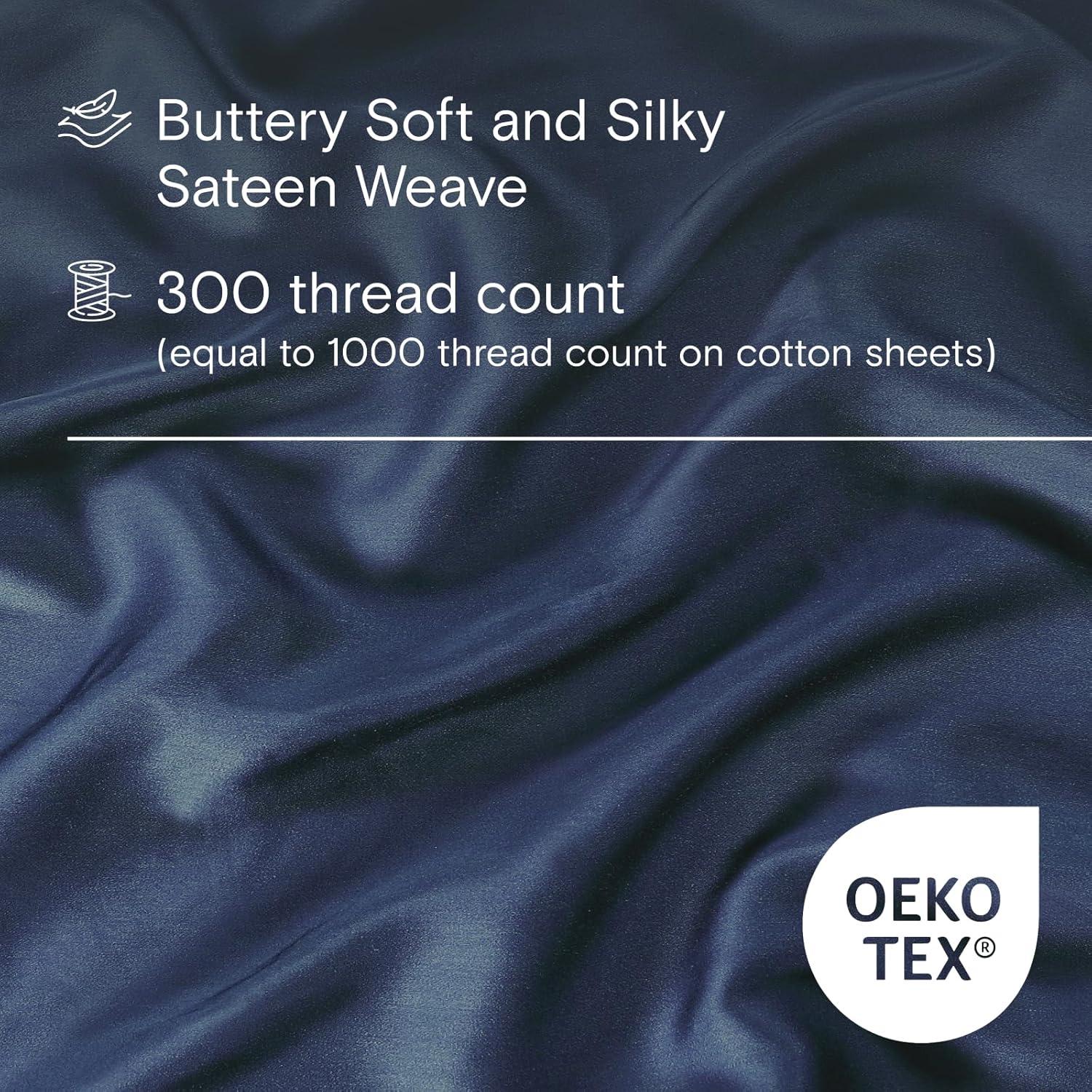SIJO AiryWeight Tencel Duvet Cover, 100% Lyocell Derived from Eucalyptus, Buttery Soft, Best Cooling Sheets by Architectural Digest (Sapphire, Full/Queen 90"x90")