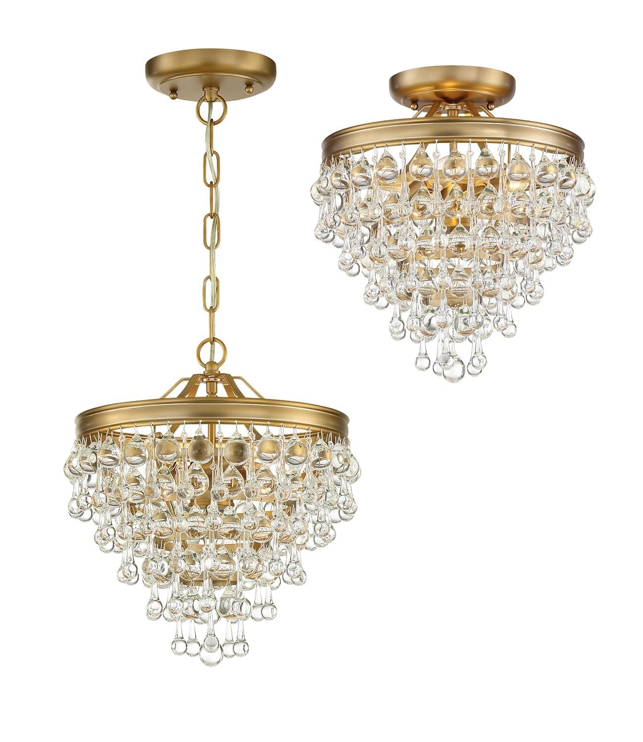 Vibrant Gold Mini Chandelier with Crystal Accents