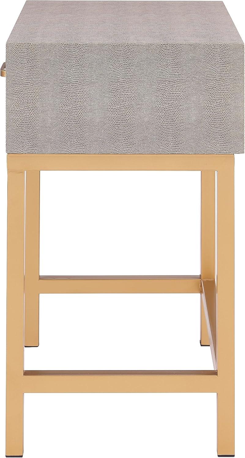 New Pacific Direct Durham 1-drawer Faux Shagreen End Table in Brown/Gray