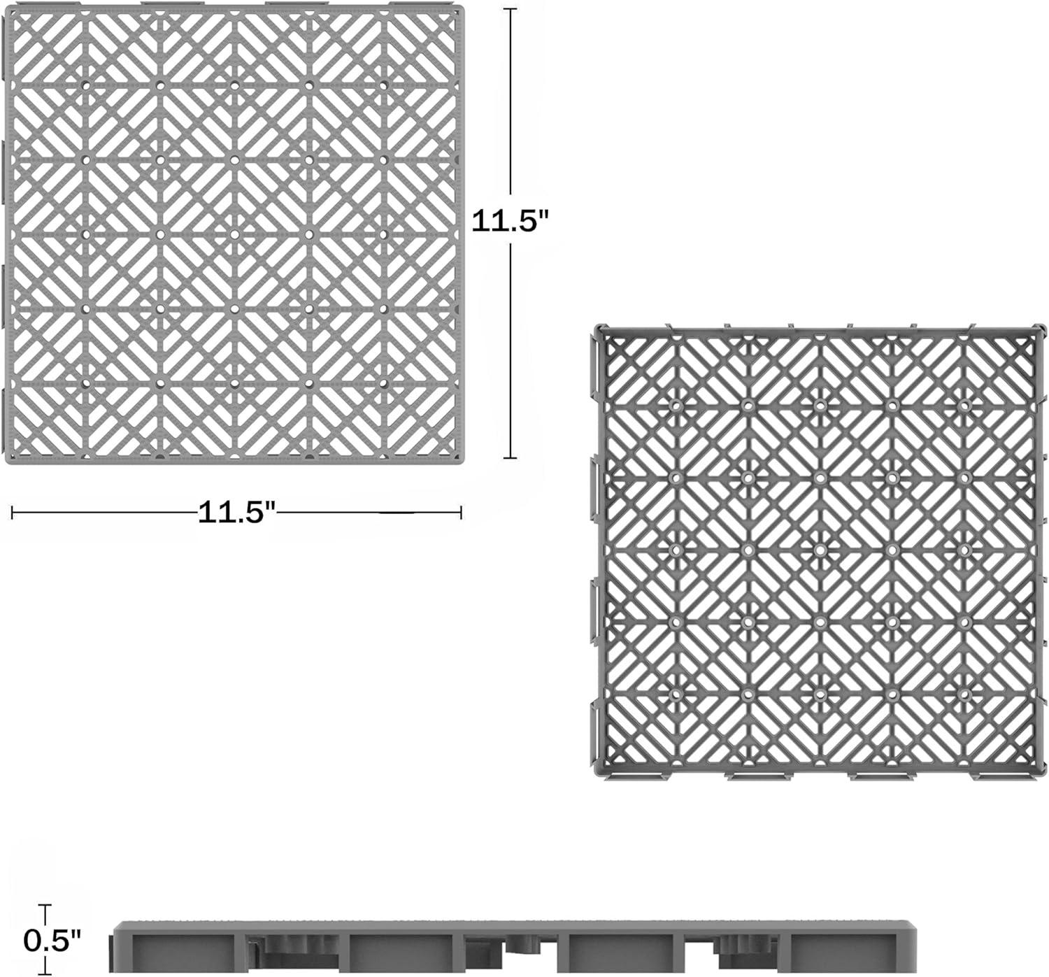 Deck Tiles 12-Pack Polypropylene Interlocking Patio Tiles Outdoor Flooring for Balcony, Porch, and Garage by Pure Garden