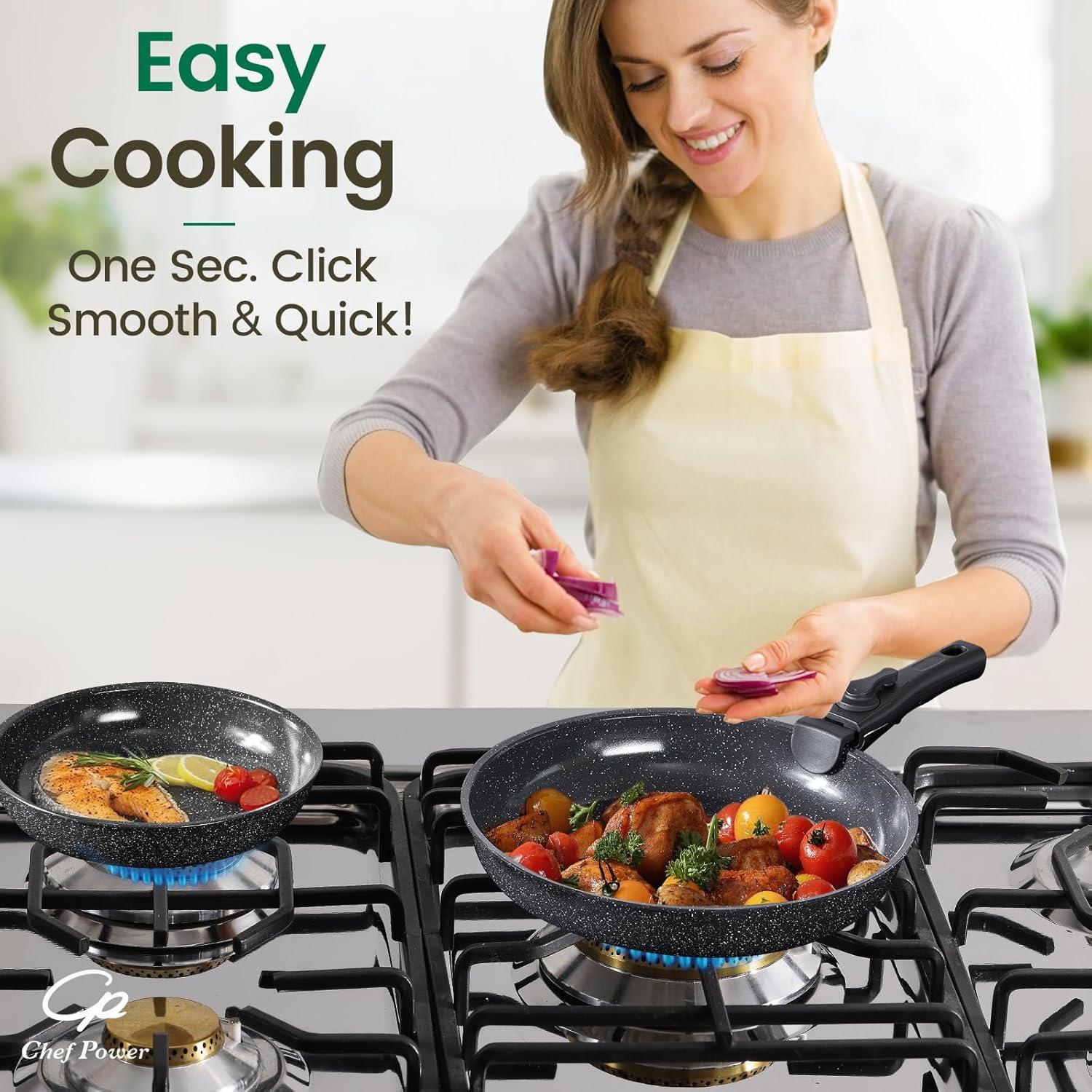 Rock Stone Black 19-Piece Nonstick Stainless Steel Cookware Set