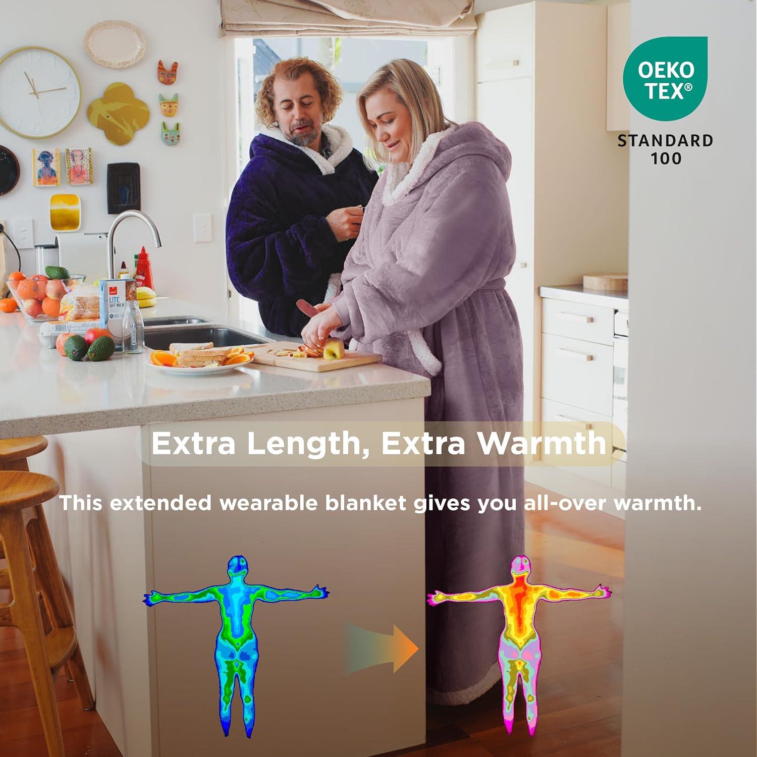 Bedsure Bedsure Blanket Hoodie - Sherpa Wearable Blankets For Women & Kids As Gifts For Women Men, Christmas Gifts Sweatshirt Blanket