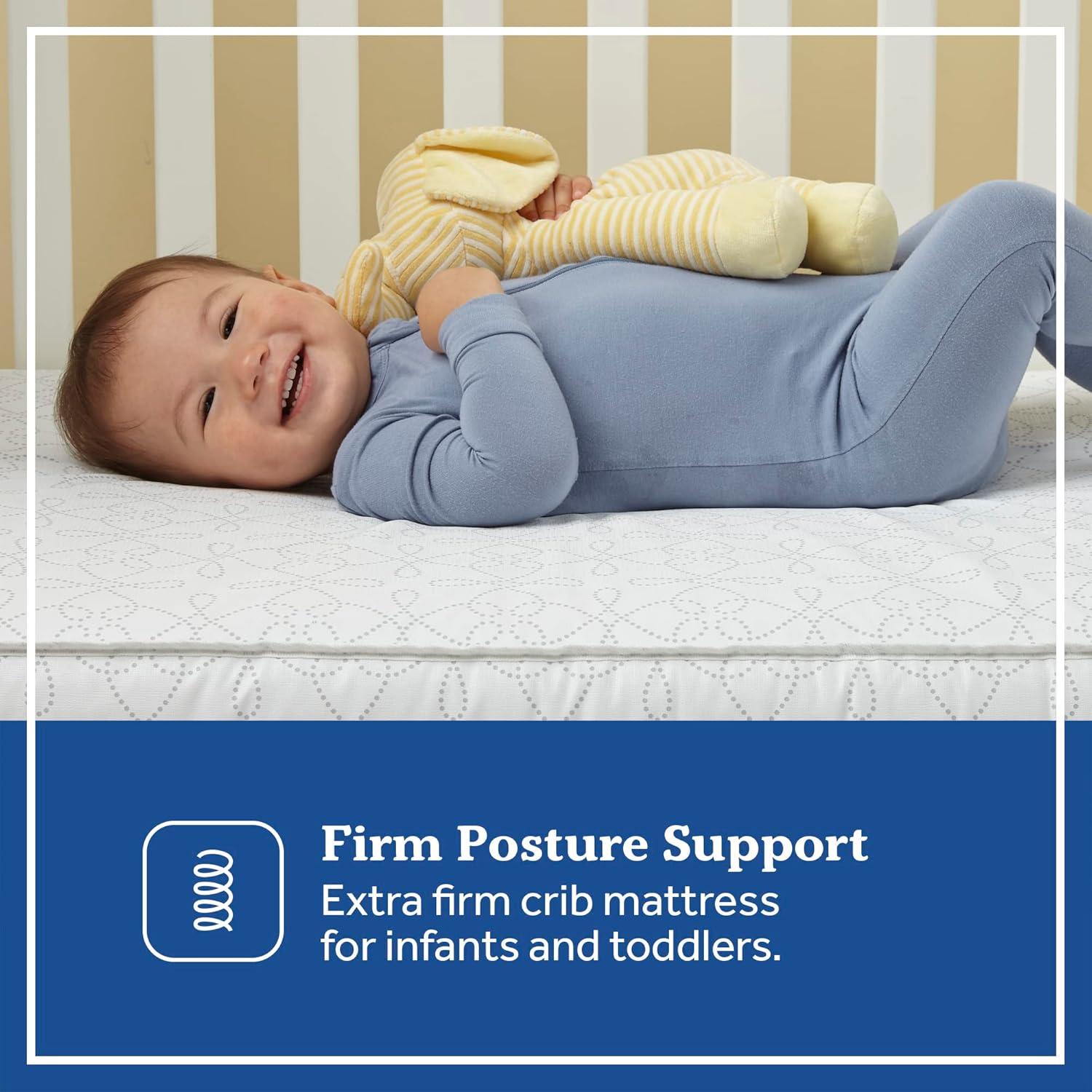 Sealy Baby Premium Firm Hypoallergenic Baby Crib Mattress & Toddler Bed Mattress, Waterproof Baby Mattress, 150 Coils, Air Quality Certified, 52"x28"