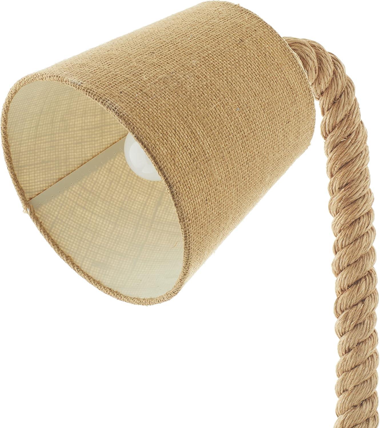 Olivia & May Jute Handmade Rope Styled Desk Lamp Brown: Cotton Shade, Toggle Switch, No Assembly Required