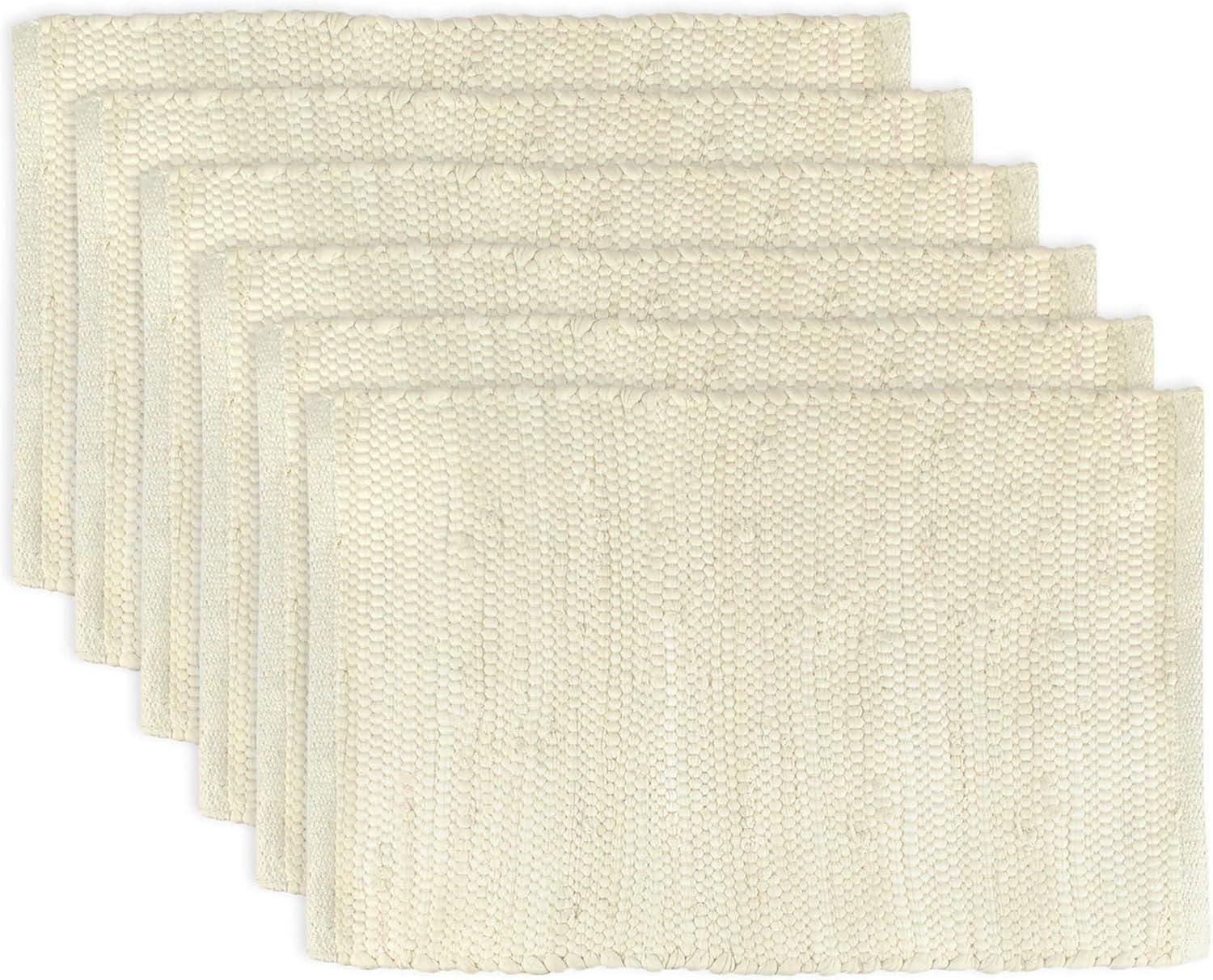 Natural Chindi Placemats (Set Of 6) - Design Imports: Cotton, Machine Washable, Rectangular Table Mats for All Ages