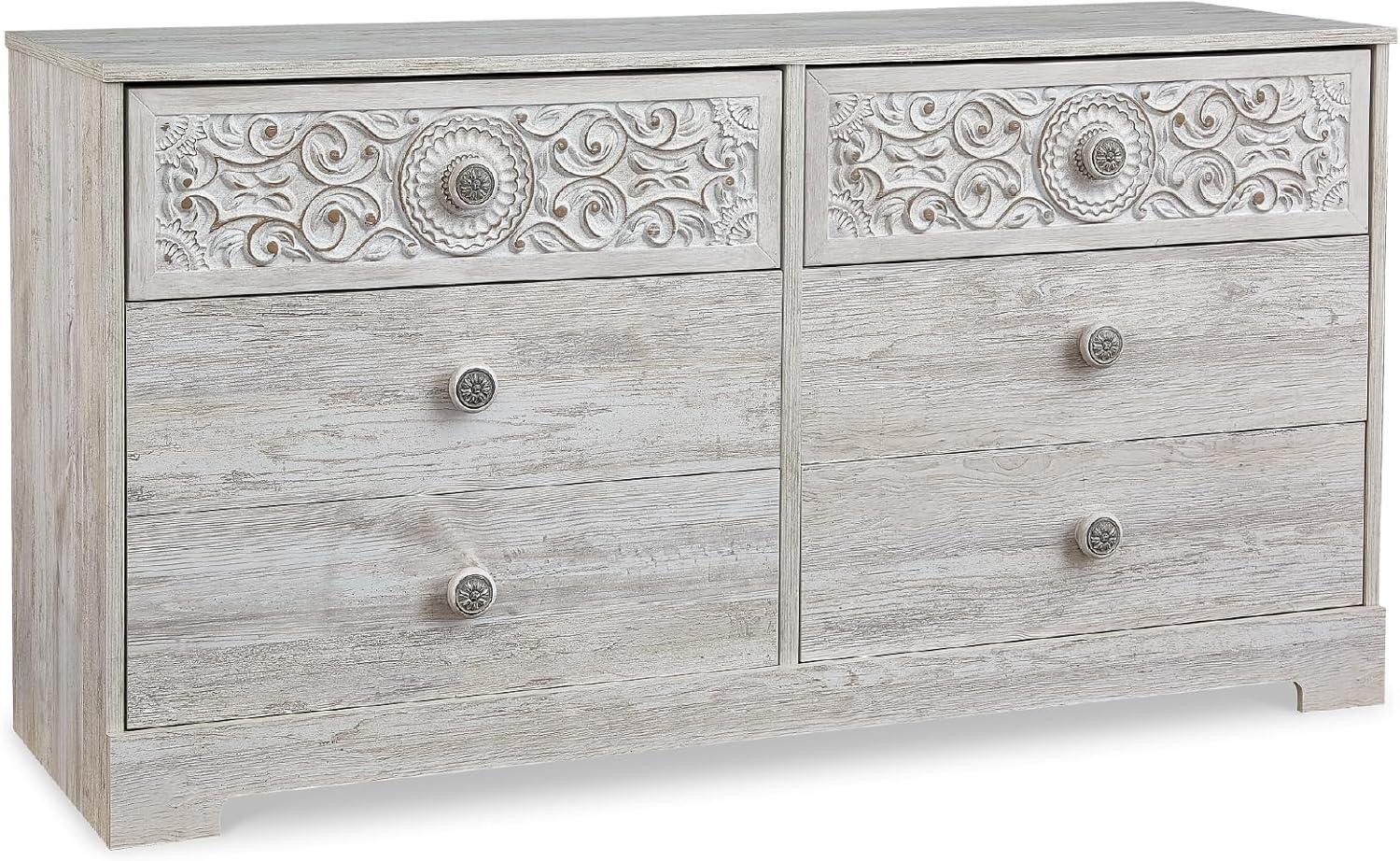 Signature Design by Ashley Casual Paxberry 6 Drawer Dresser, Whitewash