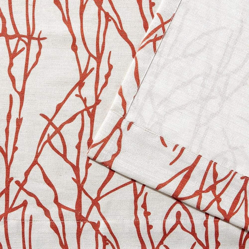 EXCLUSIVE HOME Branches Linen Blend Grommet Top Curtain Panel Pair, 54"x108", Mecca Orange