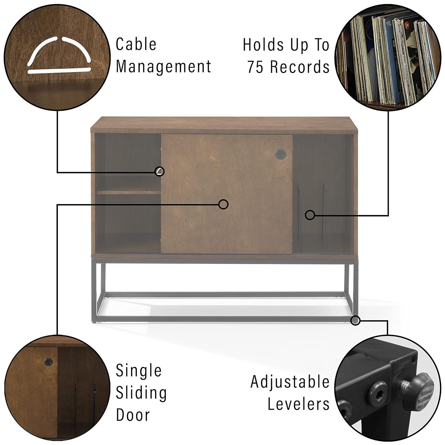 Byron Media Console Brown/Black - Crosley: Sliding Door, Adjustable Shelf, Cable Management