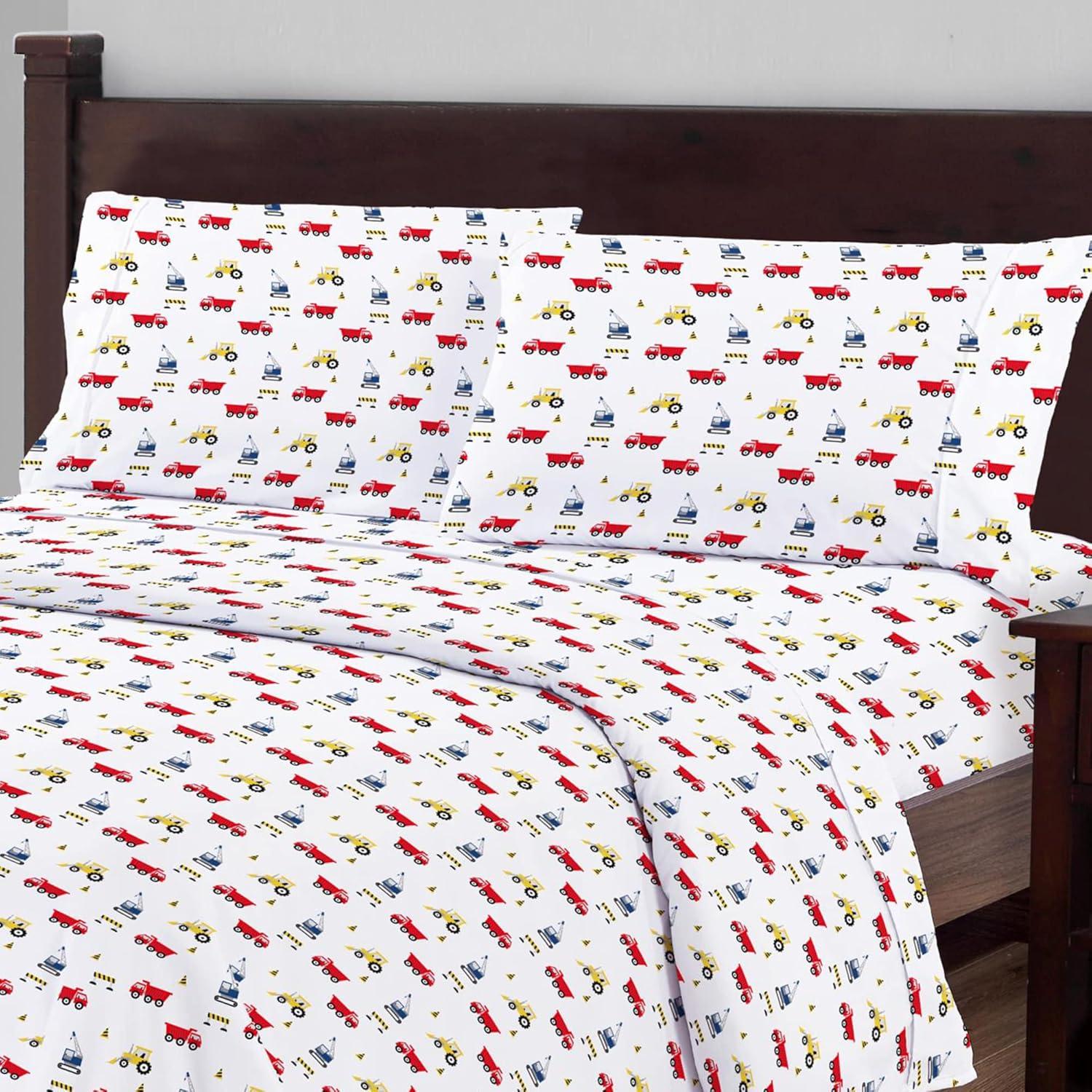 Softan Kids Bed Sheet Set, Girls Twin Size Sheets, Microfiber Fitted Sheet and Pillowcase, Breathable and Silky Soft, 3 Piece Castle Princess Printed Twin Bed Sheet