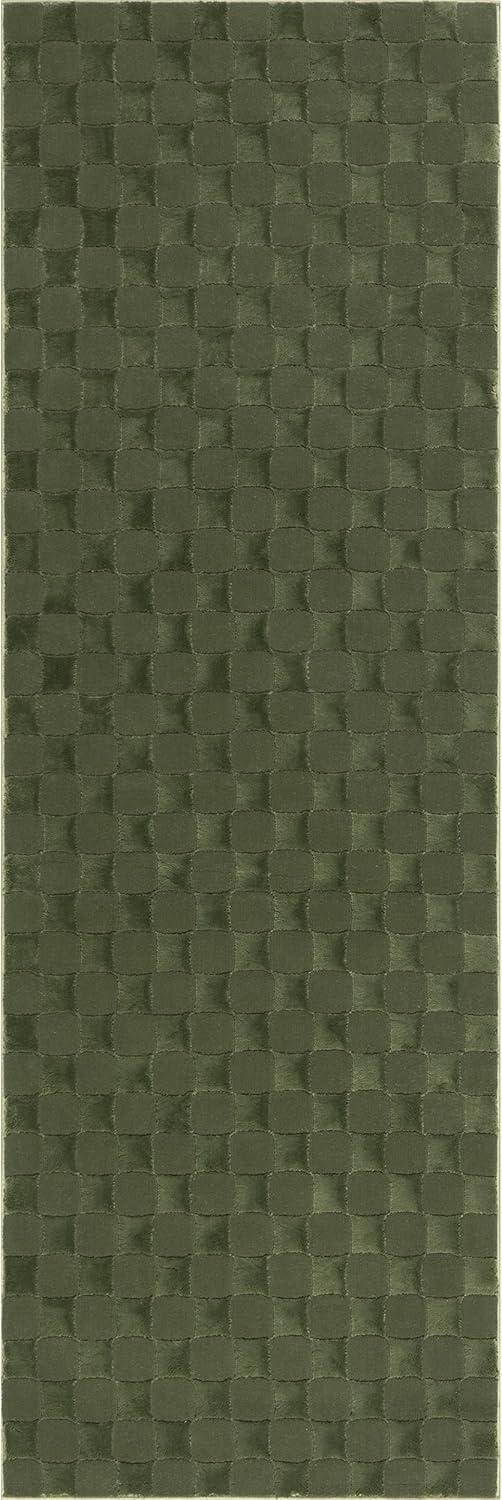 Nuloom Alaiya Checkered Machine Washable Indoor Area Rug, Runner 2' 8" x 8', Green