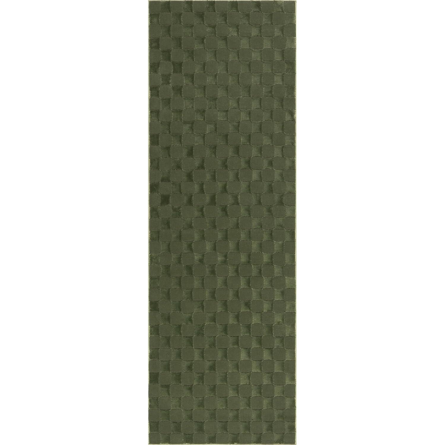 Nuloom Alaiya Checkered Machine Washable Indoor Area Rug, Runner 2' 8" x 8', Green
