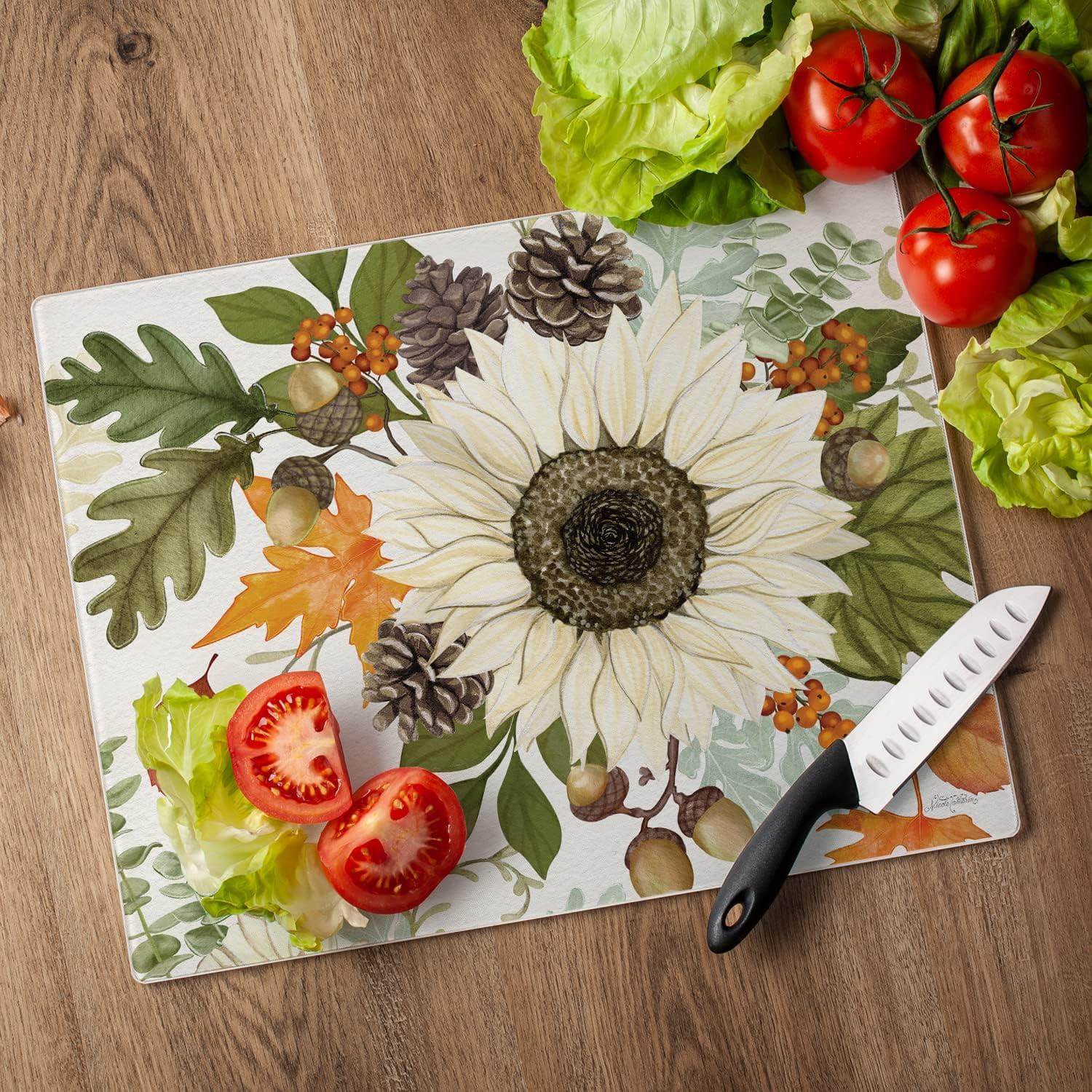 CounterArt Farmhouse Fall Tempered Glass Cutting Board