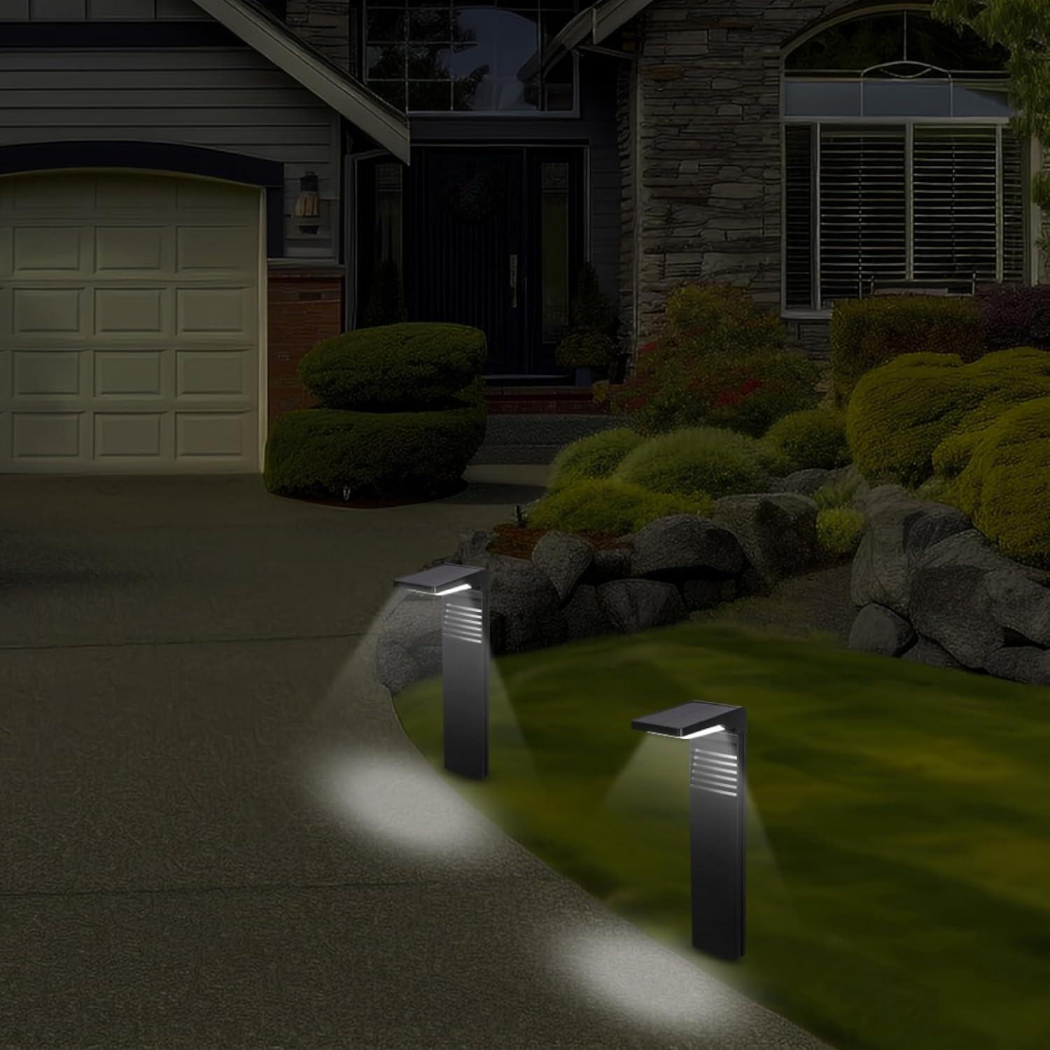 Techko 12.2" Solar Bollard LED Pathway Light (Set of 2)