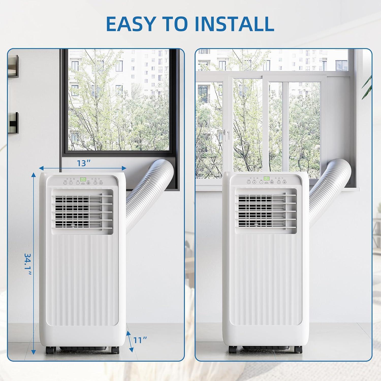 8000 BTU White Portable Air Conditioner with Remote and Sleep Mode