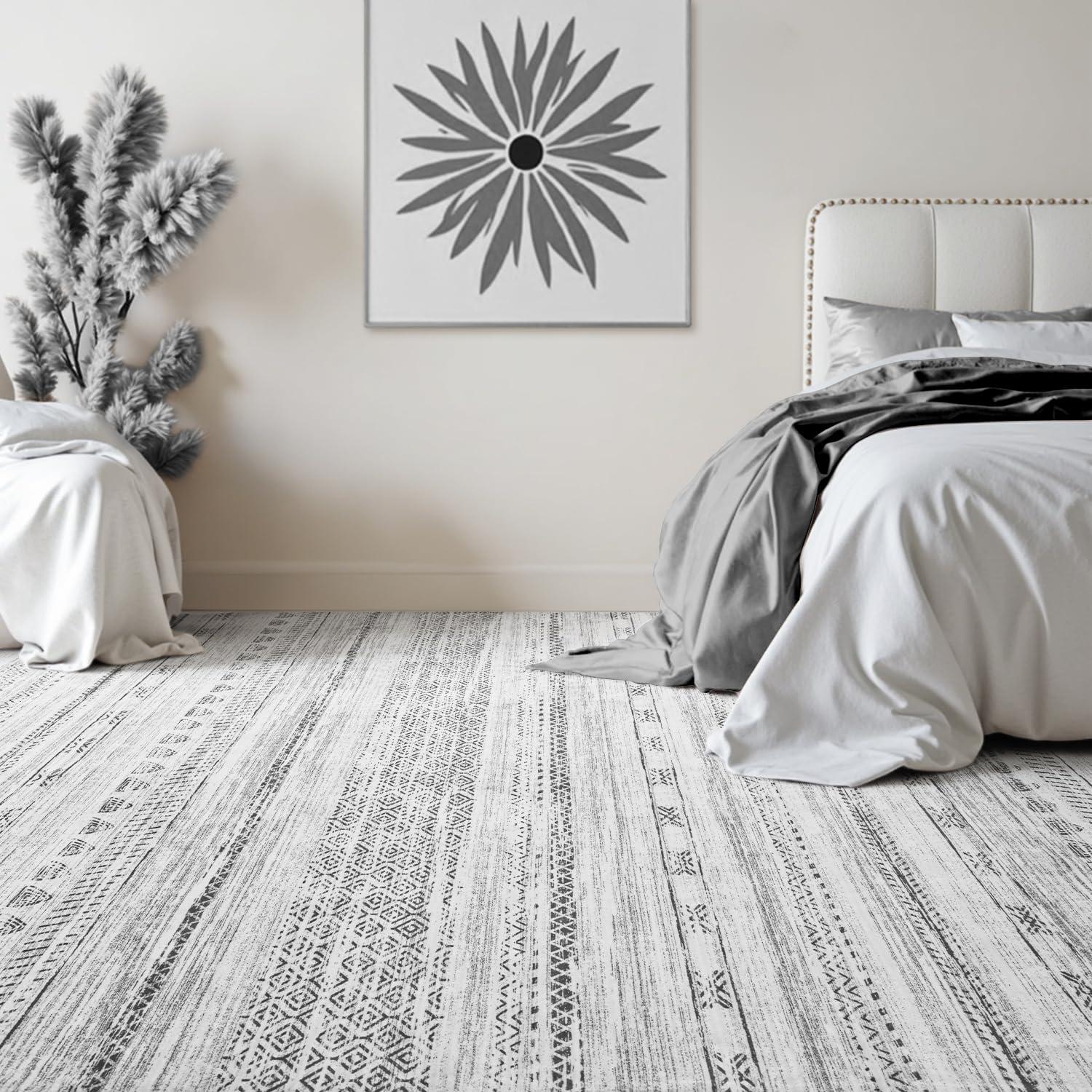 Loon Peak® 5x7 Area Rugs for Living Room Machine Washable Rug Distressed Indoor Carpet Neutral Moroccan Boho Rug Ultra Soft Area Rug for Bedroom Dining Room Playroom Office, Grey