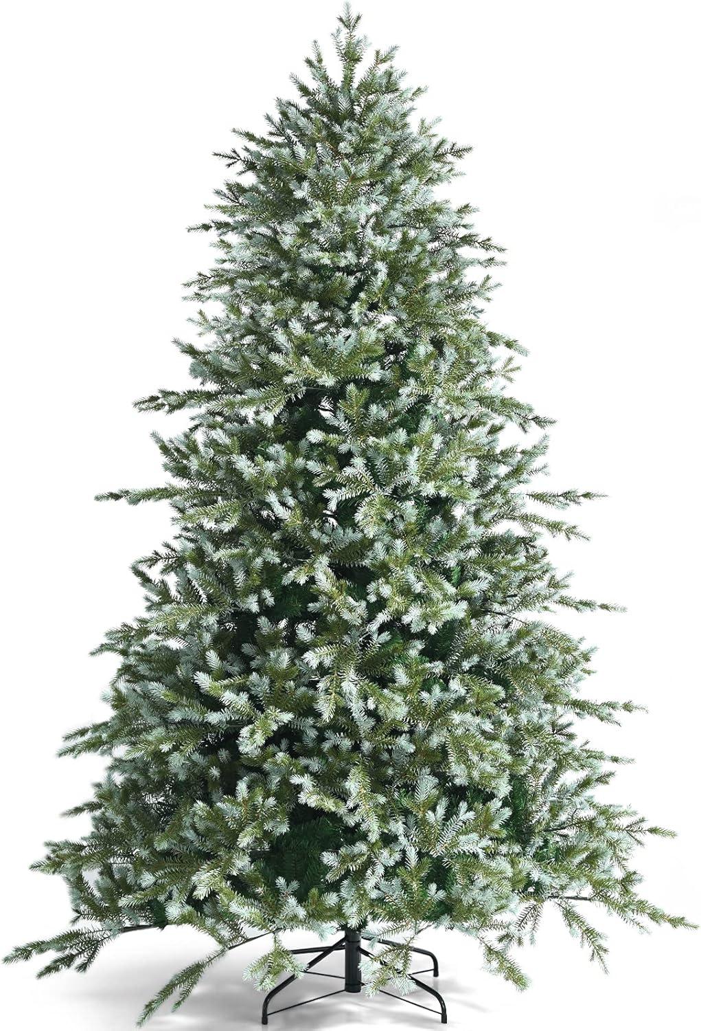 Resenkos Christmas Tree,Home Party Christmas Tree Decorations,8 Feet Hinged Artificial Christmas Spruce Tree with Mixed PE and PVC Tips