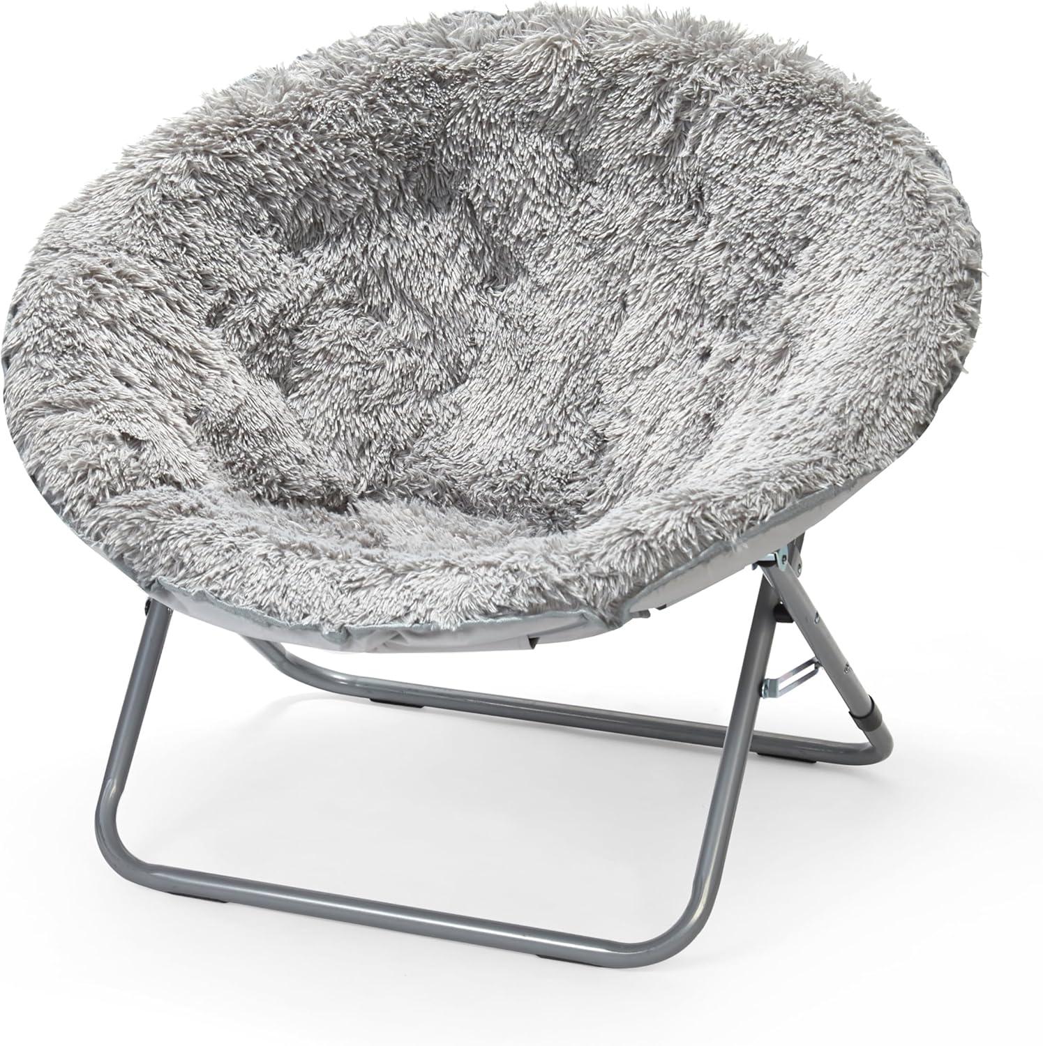 Urban Shop Mongolian Faux Fur Oversized Moon Chair, Multiple Colors