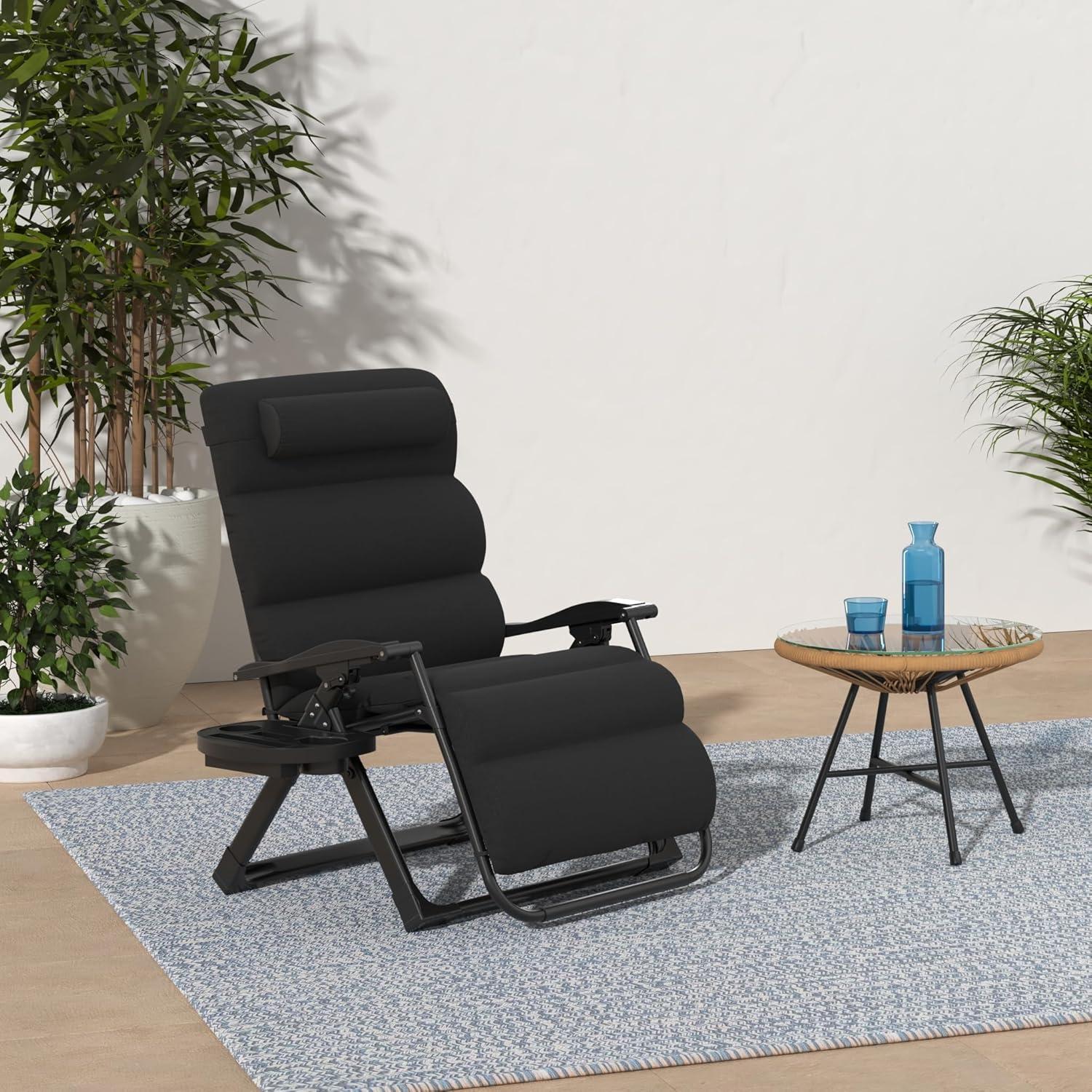 Oversized Zero Gravity Chair, Folding Outdoor Recliner W/ Removable Cushion