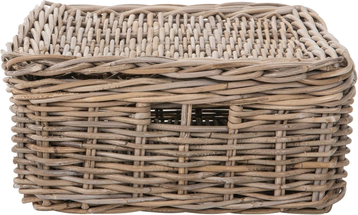 Kouboo Rectangular Underbed Storage Bin with Lid - Rattan Basket for Clothes, Blankets, Pillows - Lightweight Wicker Storage Unit - 8 in. H x 23 in. L x 17.5 in. W - from