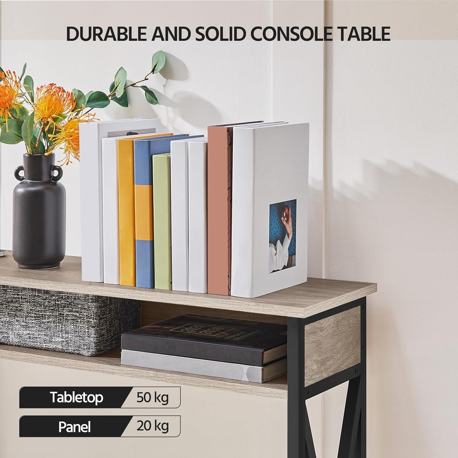 Yaheetech 71in Extended Sofa Table Wooden Console Table with 2 Outlet and 2 USB Ports, Gray