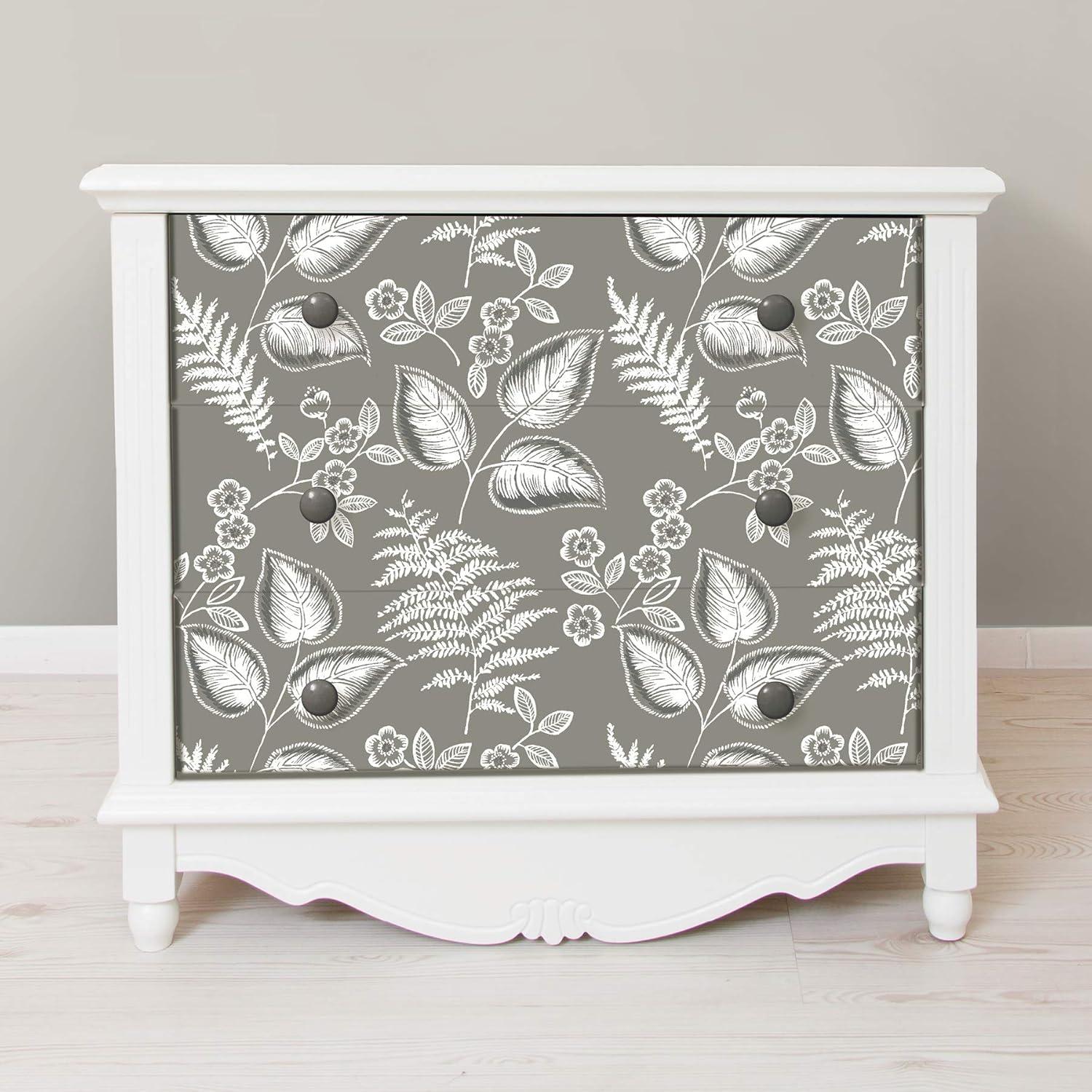 Grey Vinyl Foliage Peel and Stick Wallpaper, 30.75-Sq. Feet