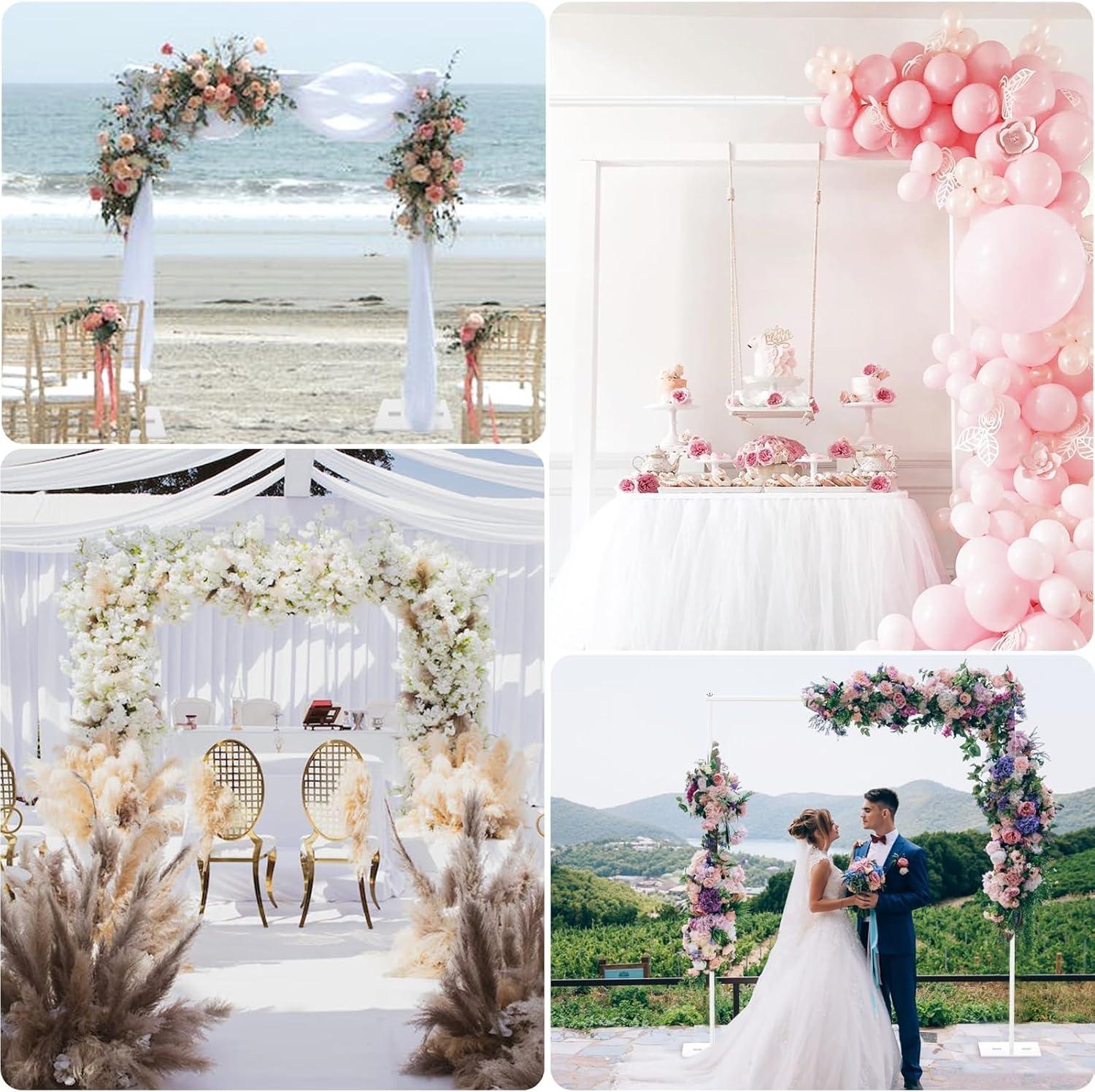 EMART Backdrop Stand, 6.5x10 ft Adjustable Photo Background Pipe and Drape Photography Kit with Heavy Duty Metal Flat Base for Parties, Wedding, Video Studio, Birthday - White