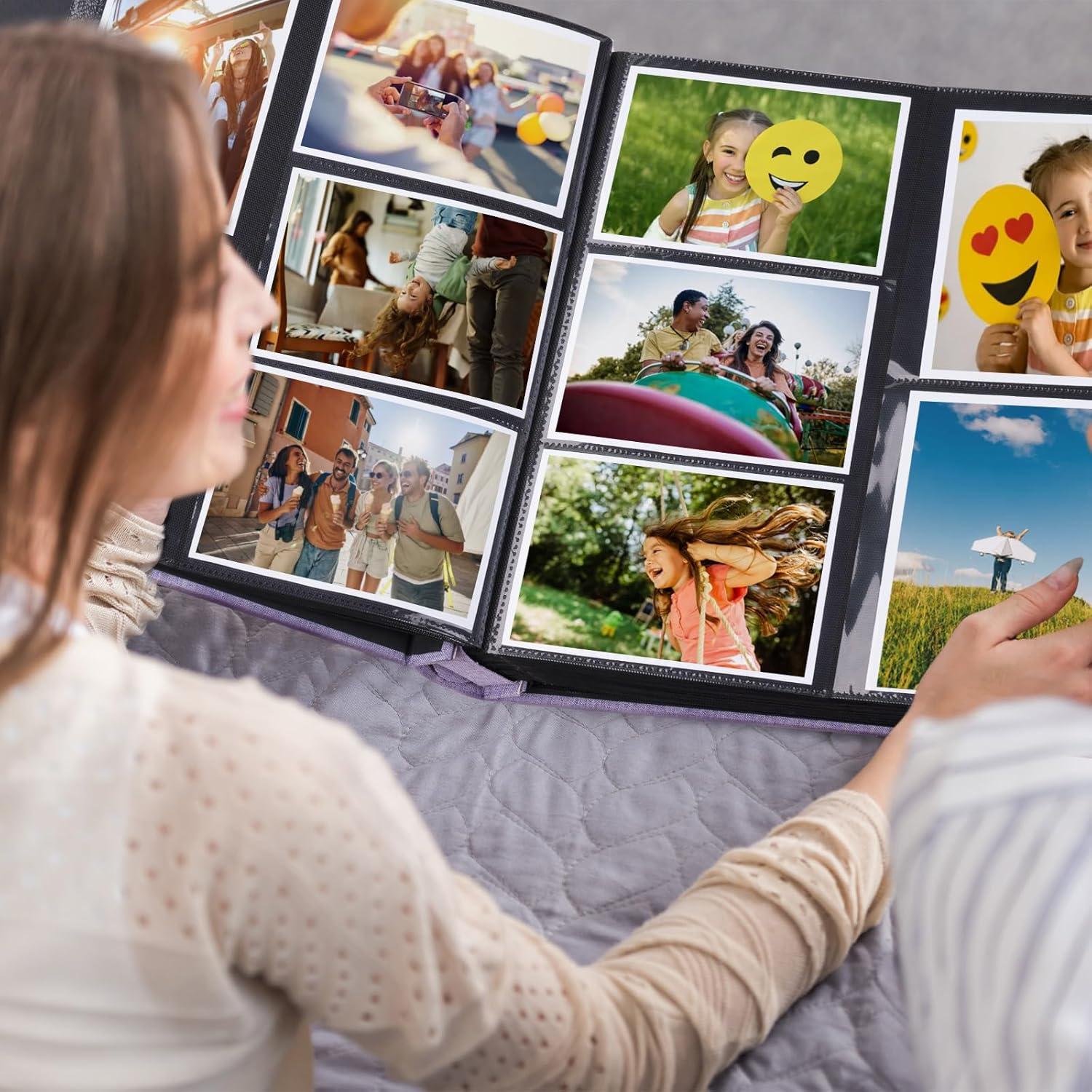 Linen Photo Album 4x6 Large Capacity 1000 Pockets Pictures Fabric Cover Books Albums Wedding School Family Anniversary Baby Memory Engagement Travel Albums(Black, 1000 Pockets)